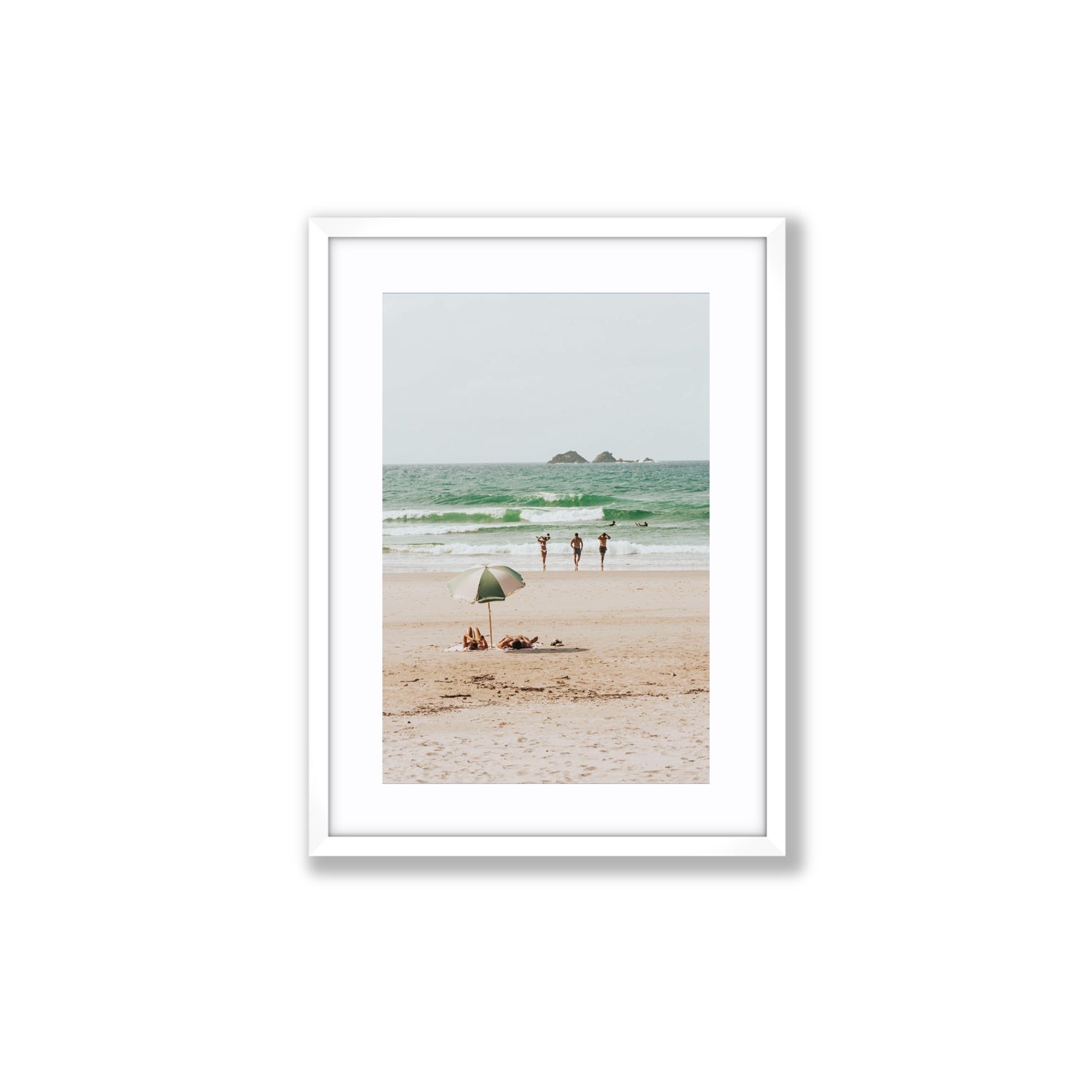 Escape The Ordinary Byron Bay coastal decor wall art Medium fine art print in white frame with matboard