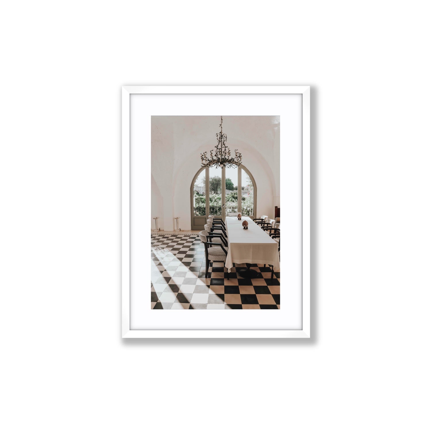 Sunbeam Feast Puglia Wall Italian fine art print Medium fine art print in white frame with matboard