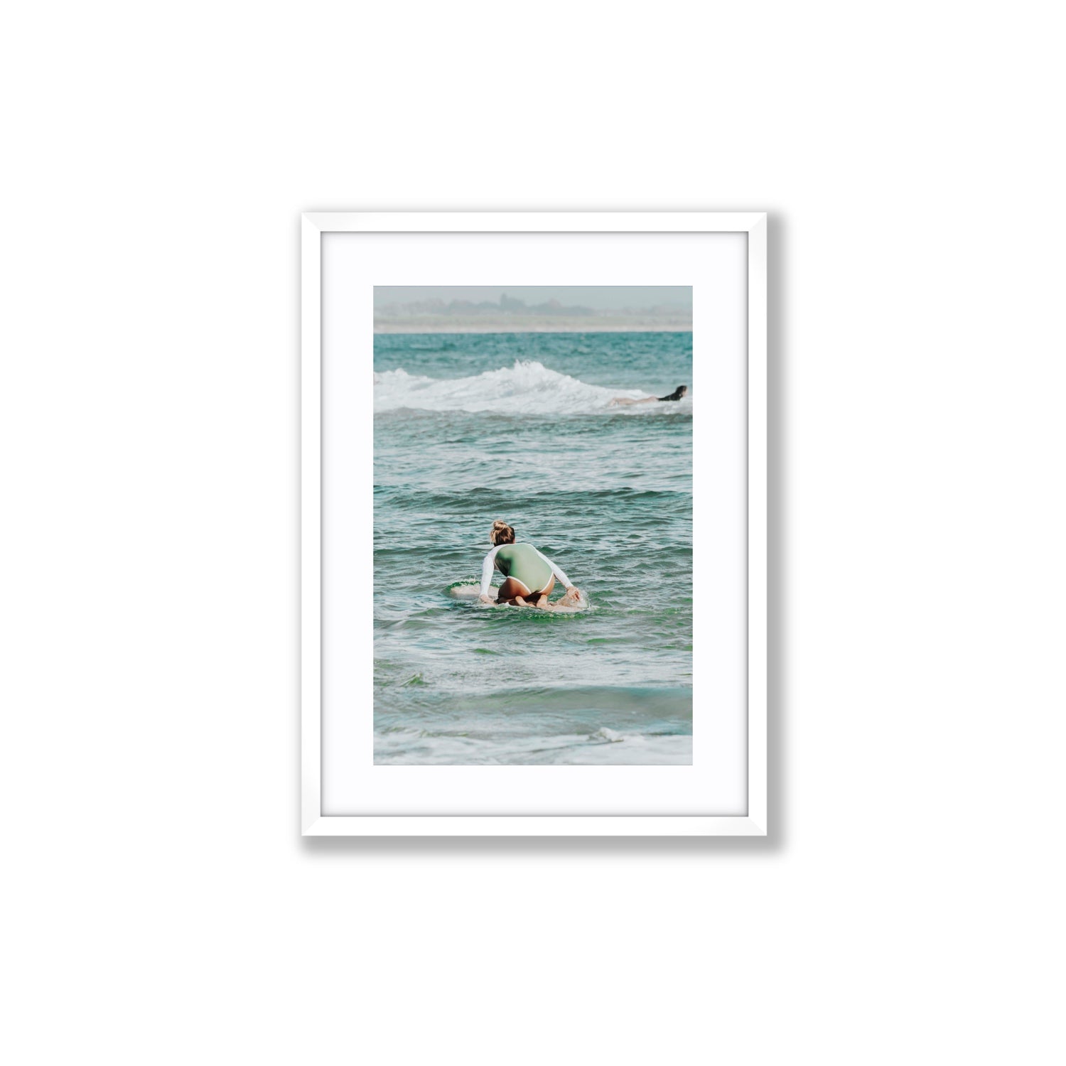 Quincy Byron Bay Surf coastal wall art Medium fine art print in white frame with matboard