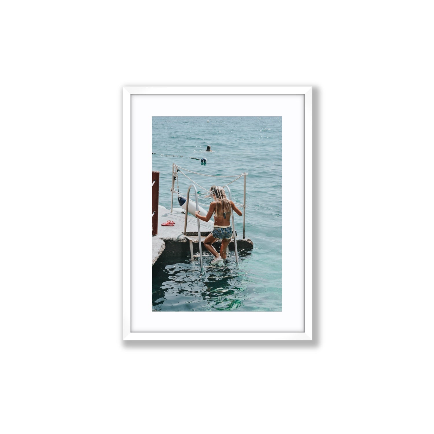 Little Mermaid Capri Mediterranean wall art Medium fine art print in white frame with matboard