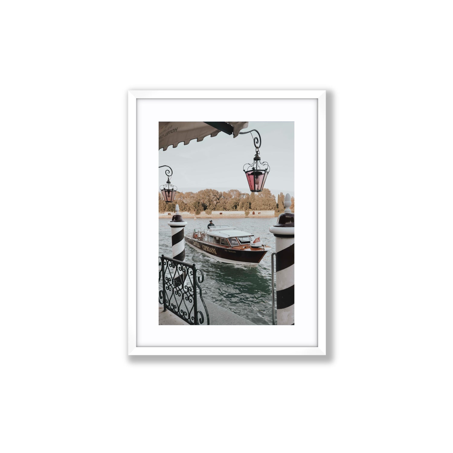 Taxi Shuttle Venice wall art Medium fine art print in white frame with matboard