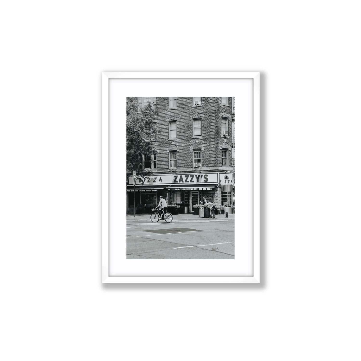 Zazzy's New York NYC Black & White wall art Medium fine art print in white frame with matboard