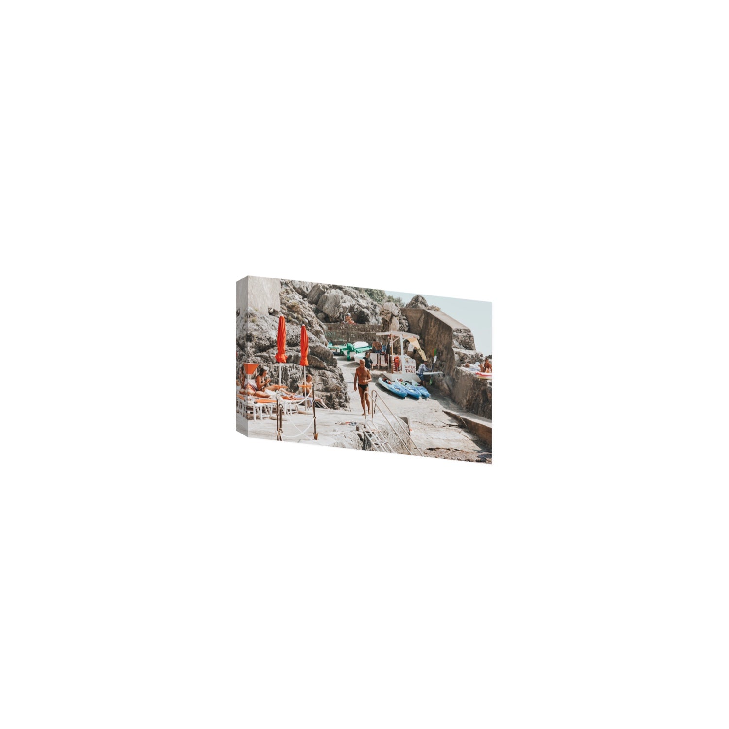 The Local Praiano Amalfi Coast Mediterranean wall art Small stretched canvas print