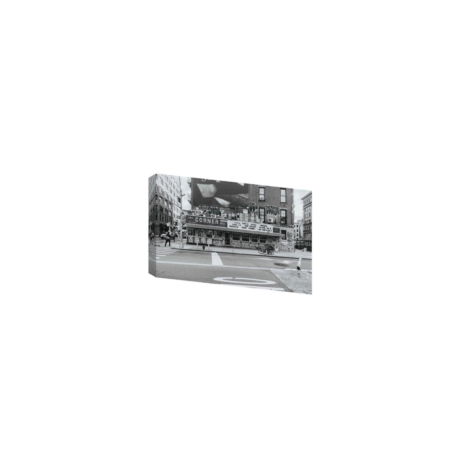 Kenmare Street New York NYC Black & White wall art Small stretched canvas print