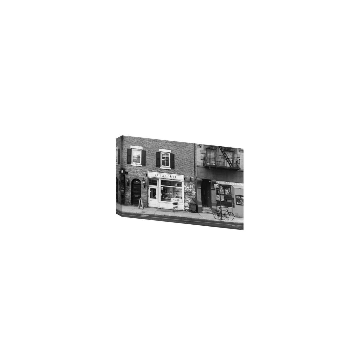 West Village Dolcezza New York NYC Black & White wall art Small stretched canvas print