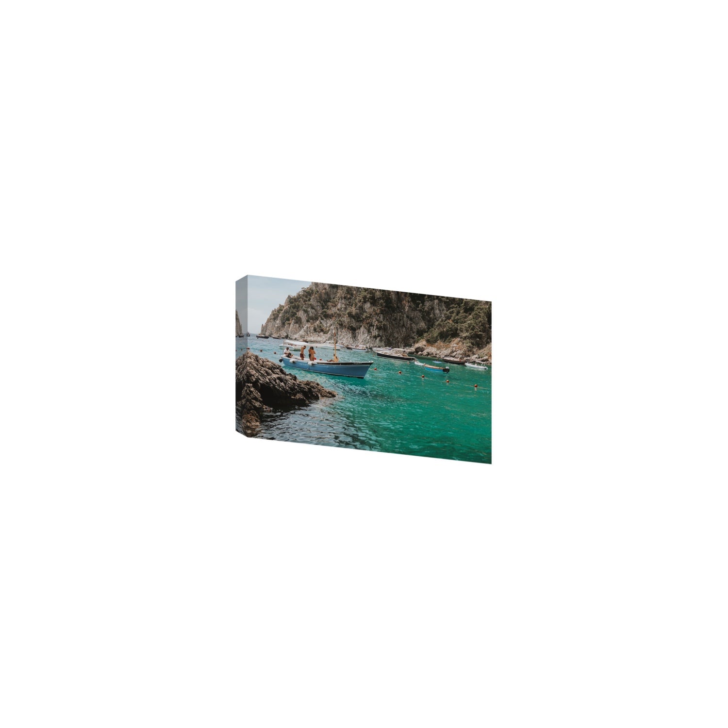 Cozy Cove Capri coastal Mediterranean wall art Small stretched canvas print