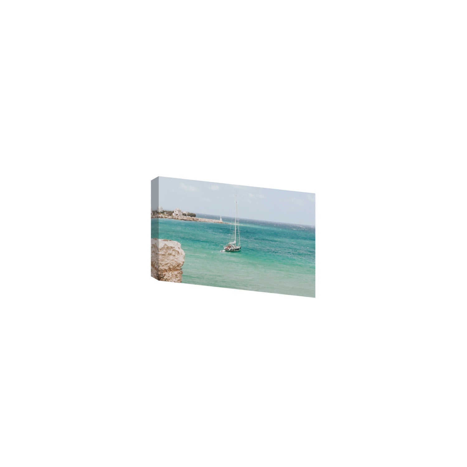 Adriatic Escape Puglia Italian coastal decor wall art Small stretched canvas print