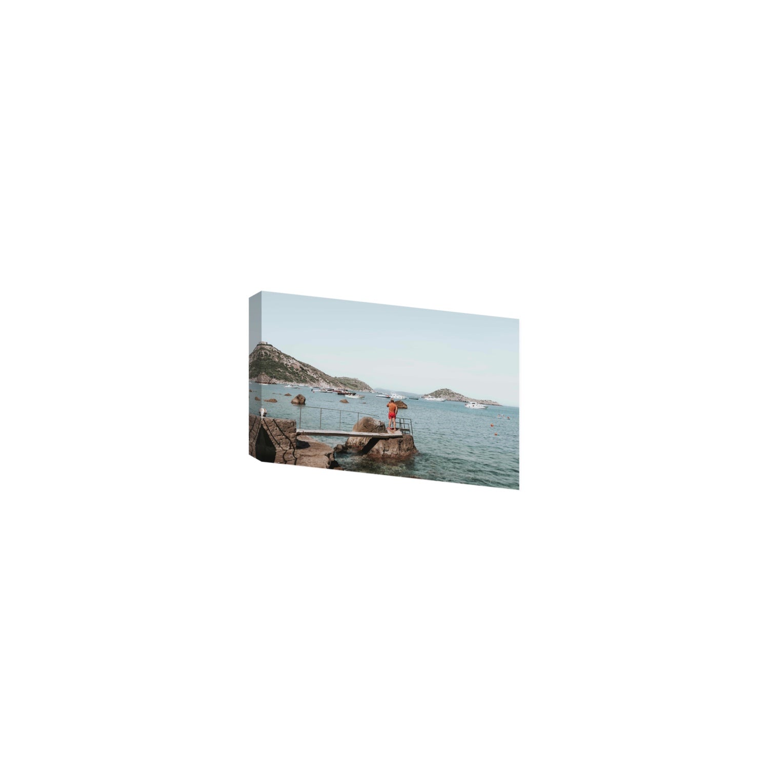 Out Of Office Tuscany coastal Italian wall art Small stretched canvas print