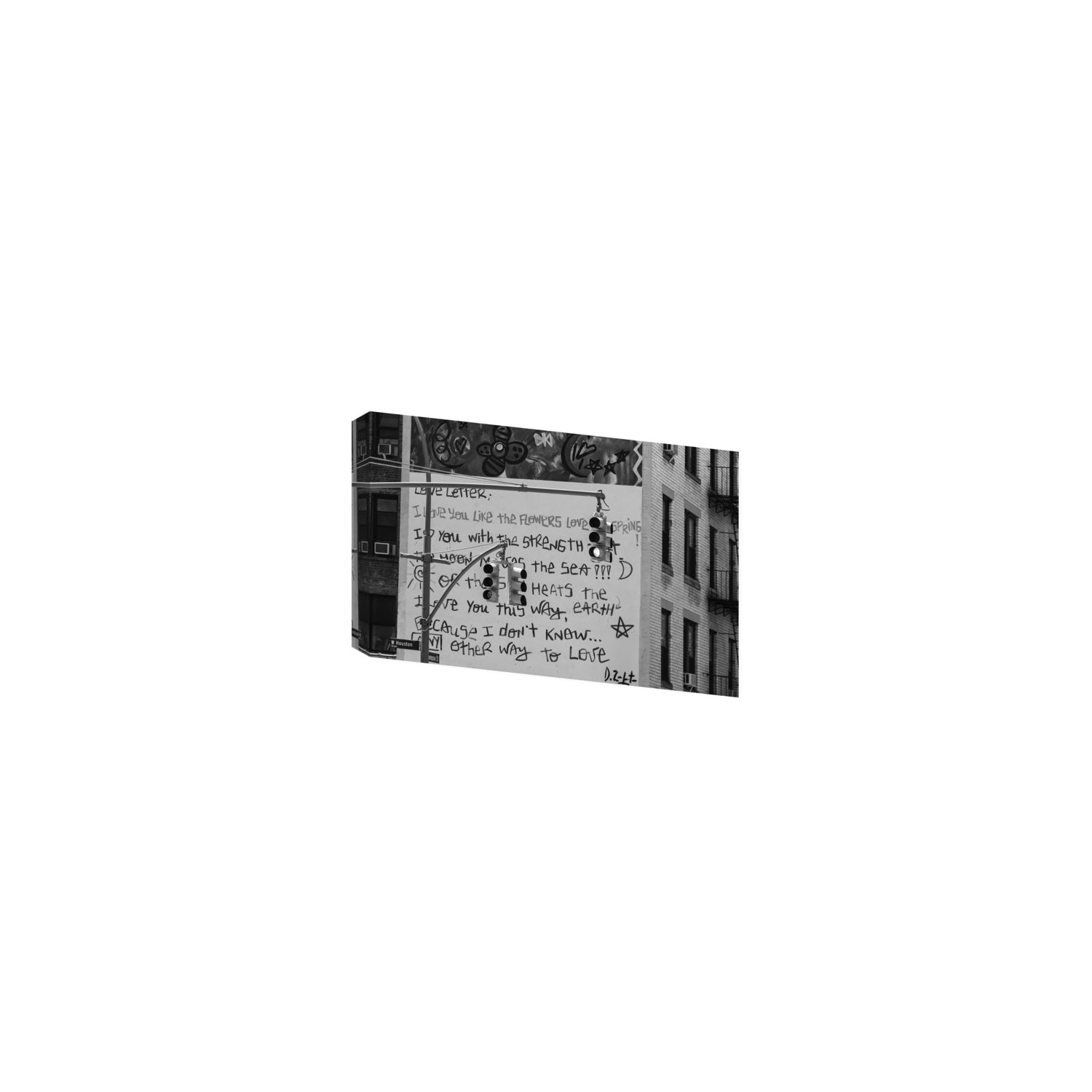 Love Letter New York NYC Black & White wall art Small stretched canvas print