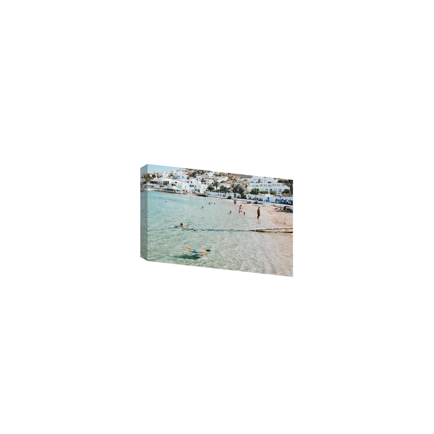 Bathe Yourself In Beauty Mykonos Greek island wall art Small stretched canvas print