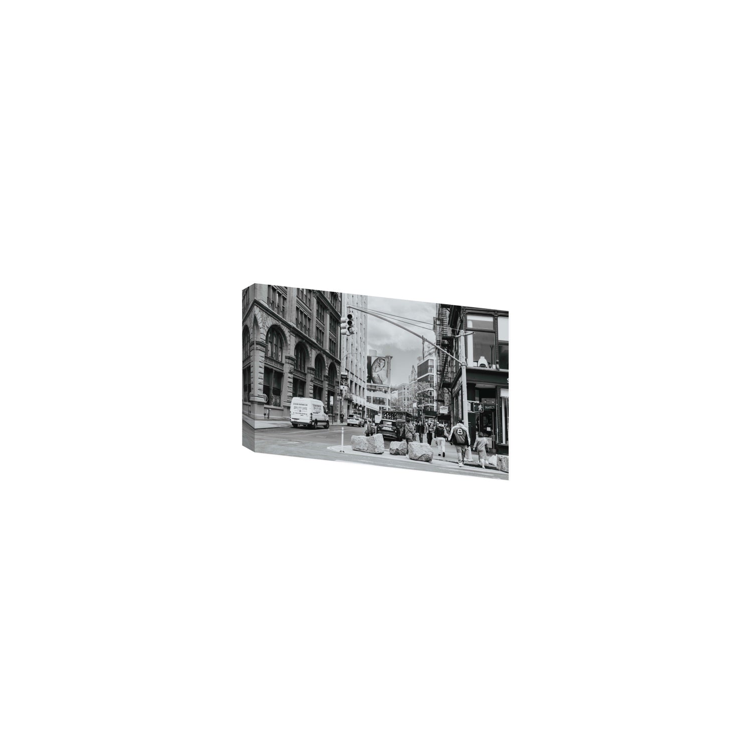 Inkwell Metropolis New York NYC Black & White wall art Small stretched canvas print