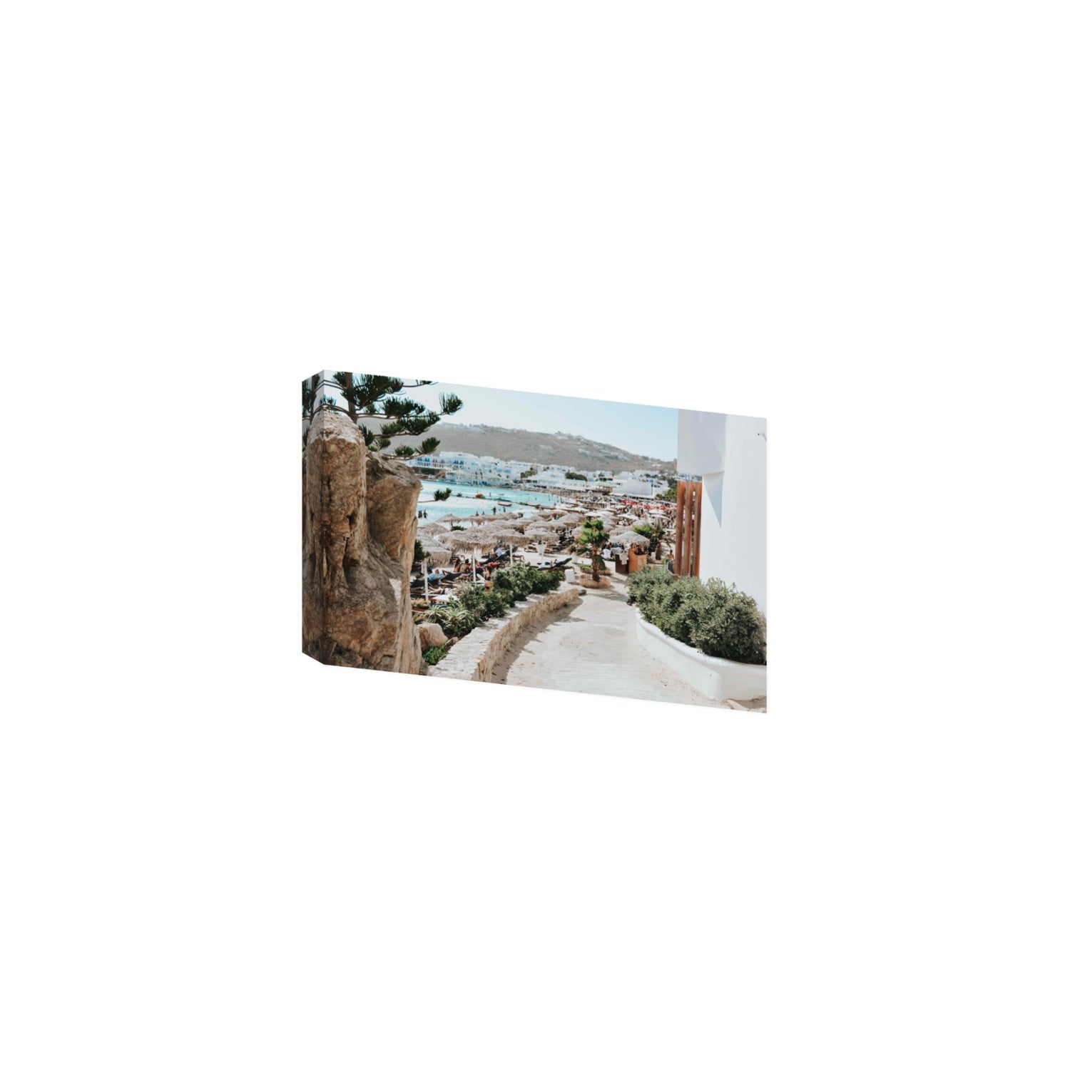 Kalimera Mykonos Greek island wall art Medium stretched canvas print