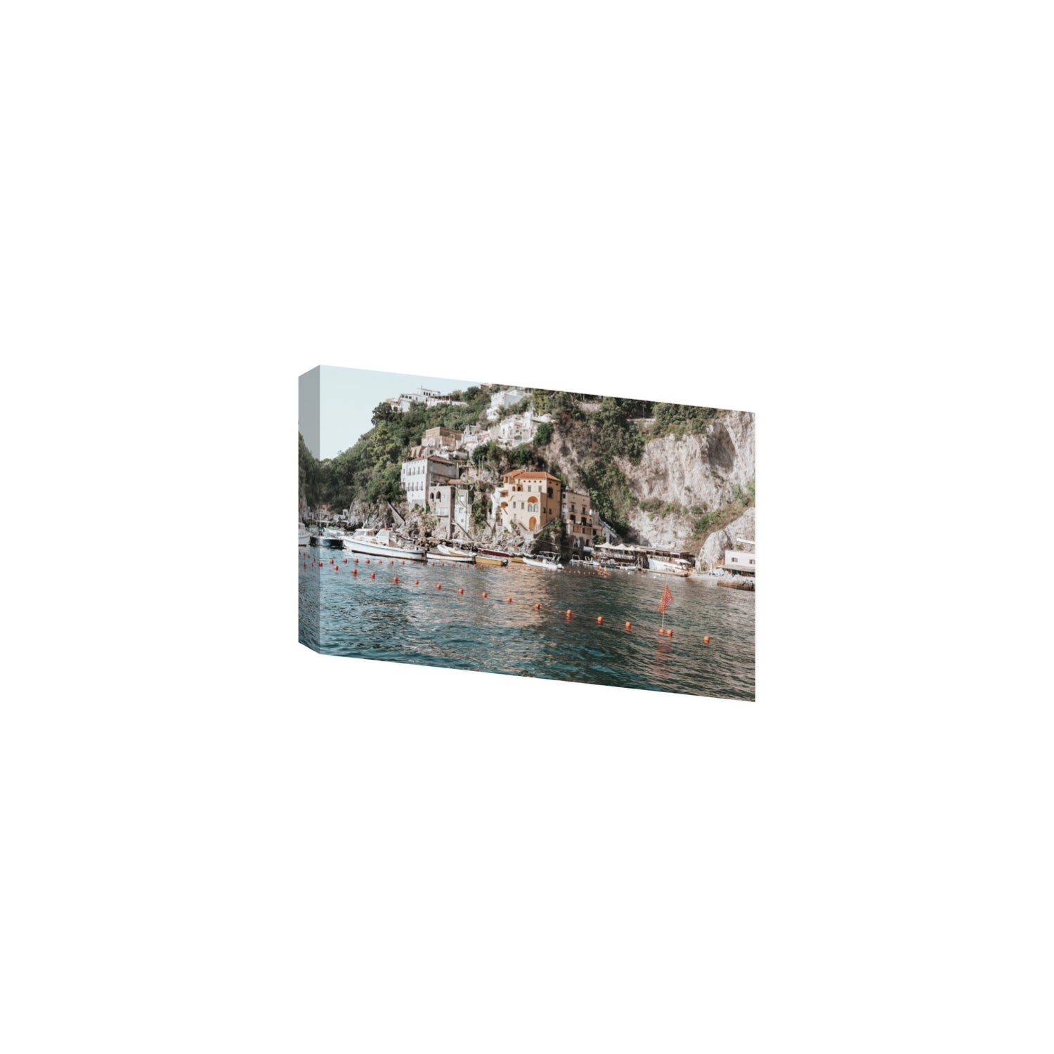 Amalfi Villas fine art print, Amalfi, Italy, coastal scenes artwork, Medium, Stretched Canvas