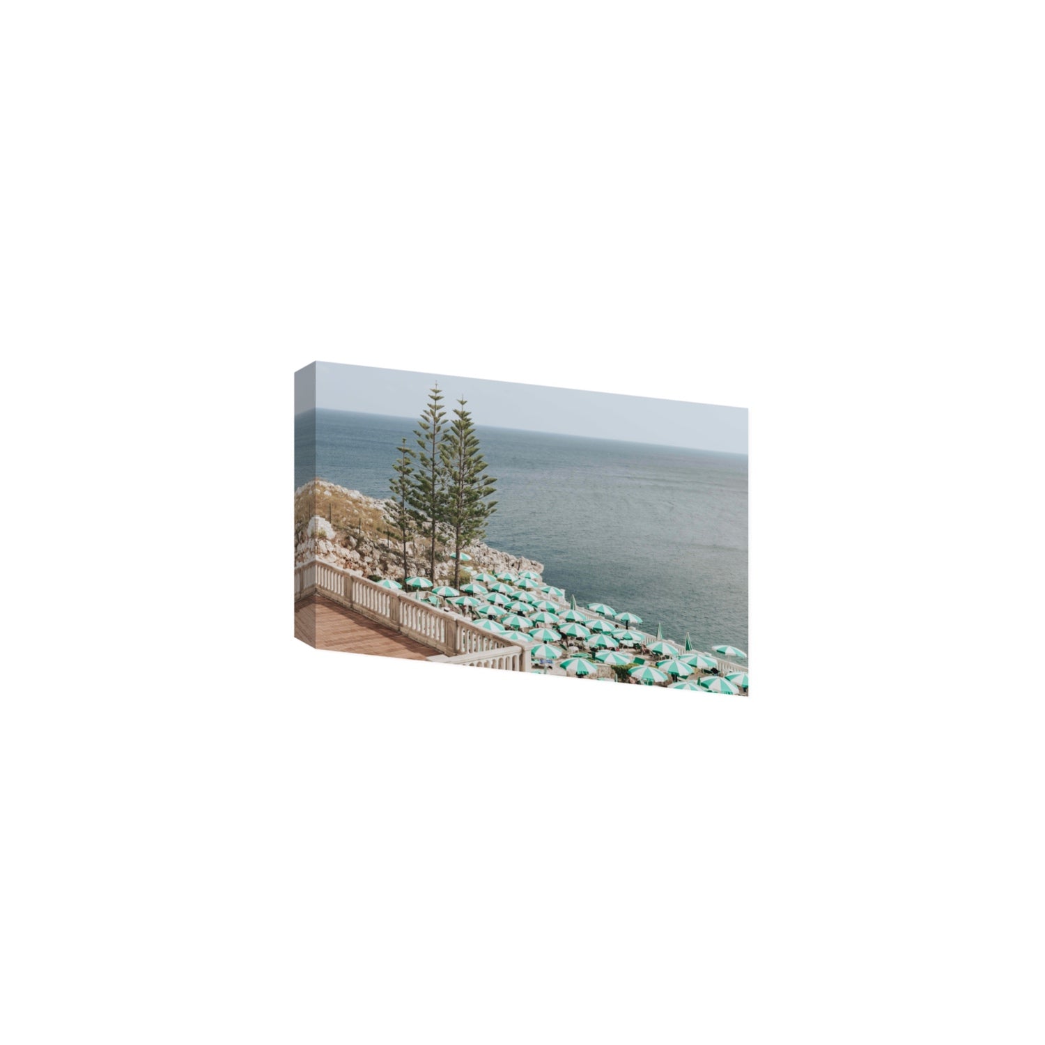 Azure Horizon Puglia beach coastal wall art Medium stretched canvas print
