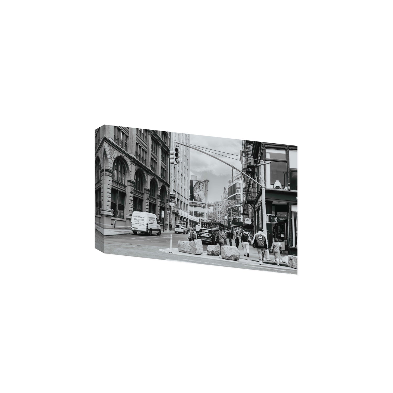 Inkwell Metropolis New York NYC Black & White wall art Large stretched canvas print