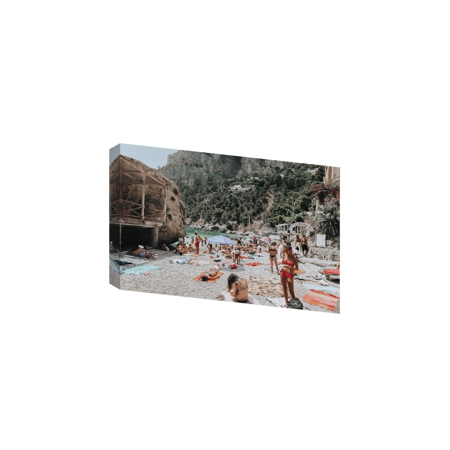 Spiaggia Da Gioia Capri beach coastal wall art Large stretched canvas print