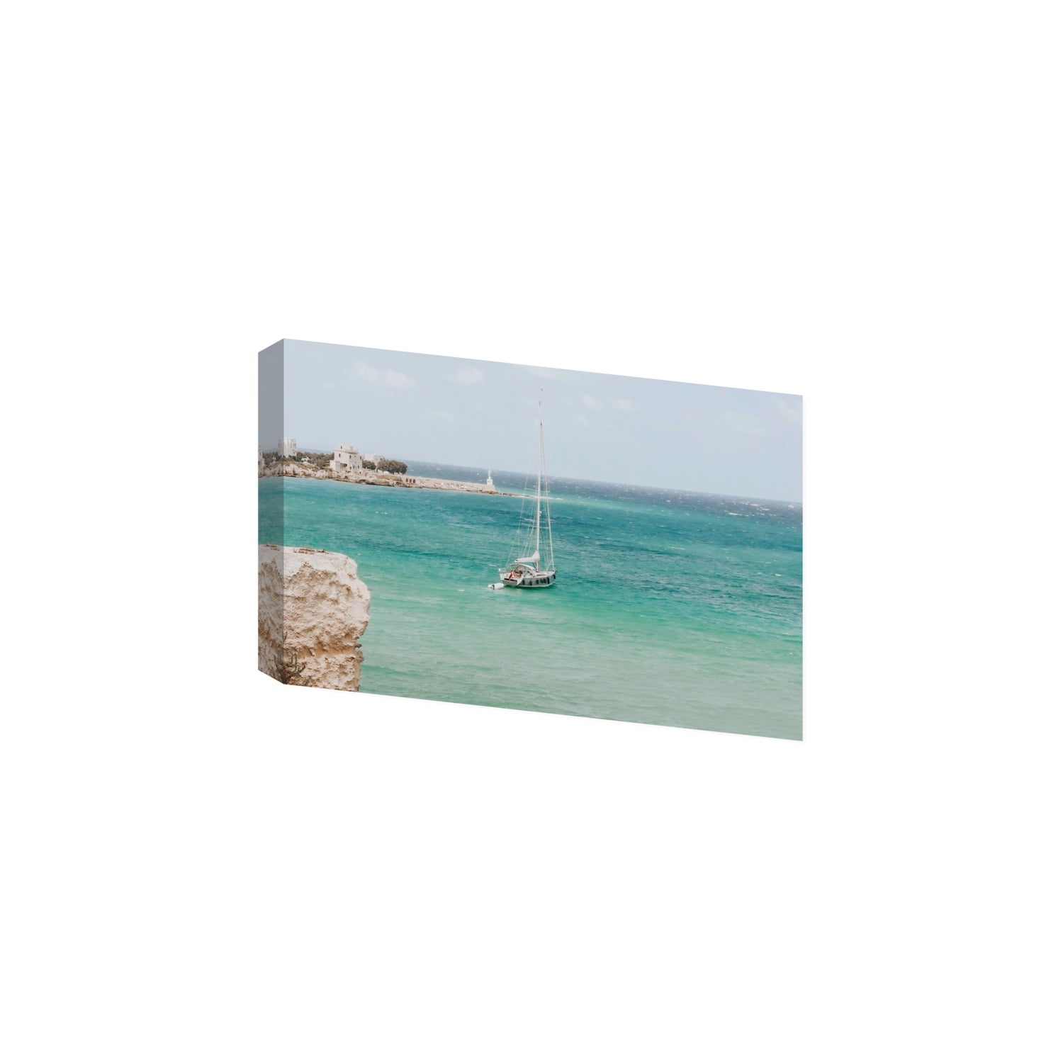 Adriatic Escape Puglia Italian coastal decor wall art Large stretched canvas print