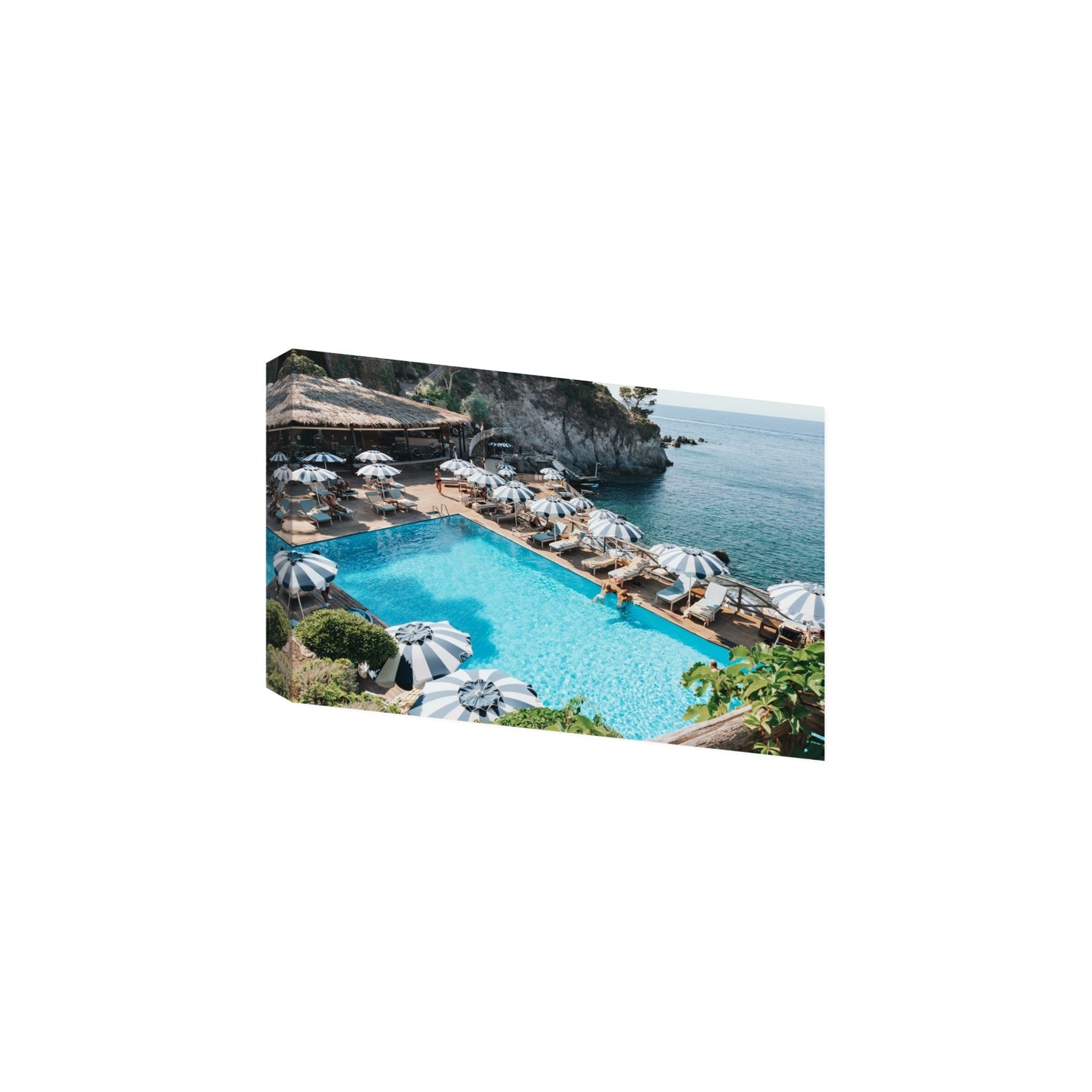 Oceanview Ischia Italian coastal wall art Large stretched canvas print