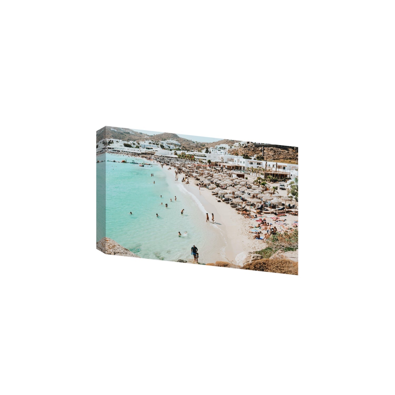 Aquaholic Mykonos Greek island wall art Large stretched canvas print
