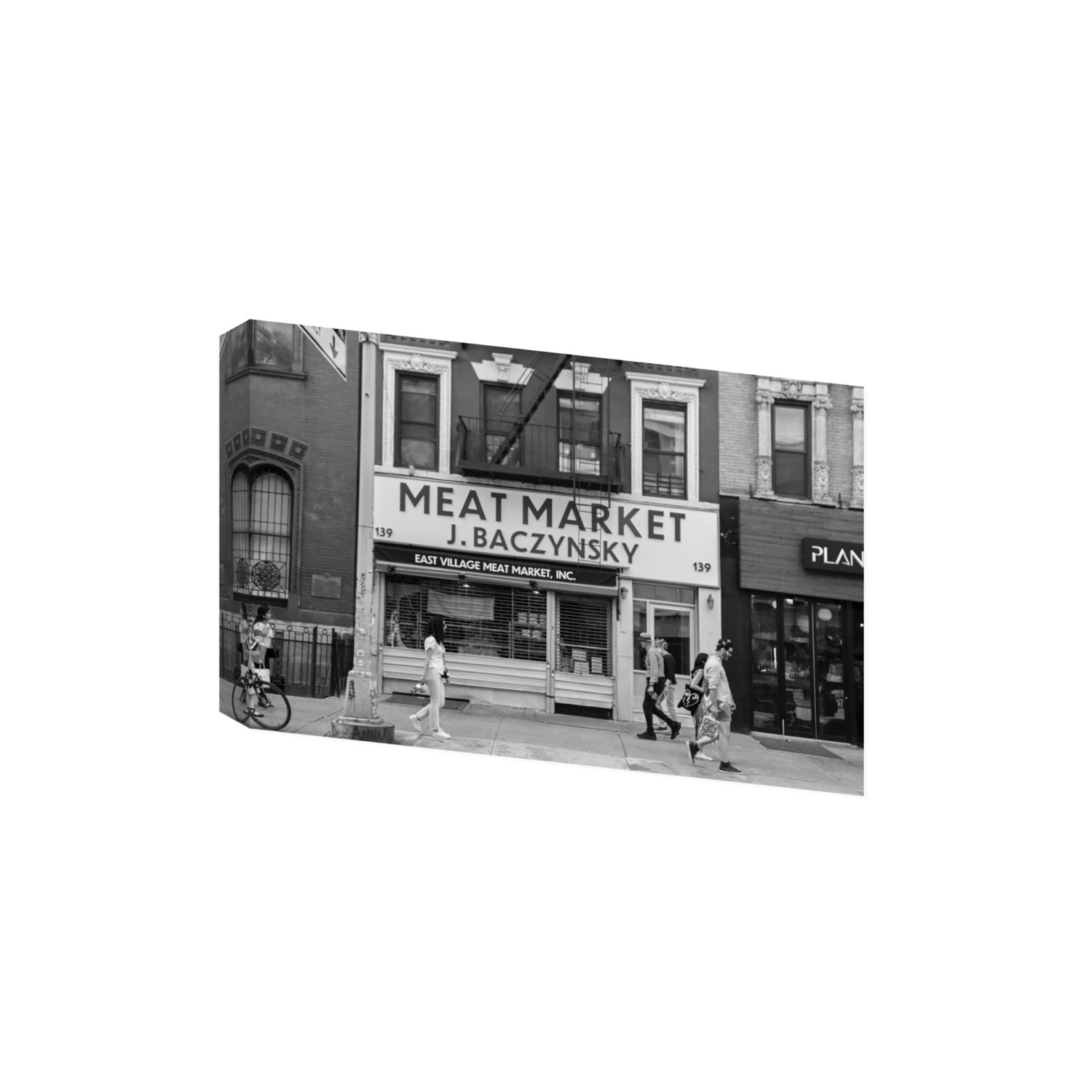 Meat District New York NYC Black & White wall art Extra Large stretched canvas print