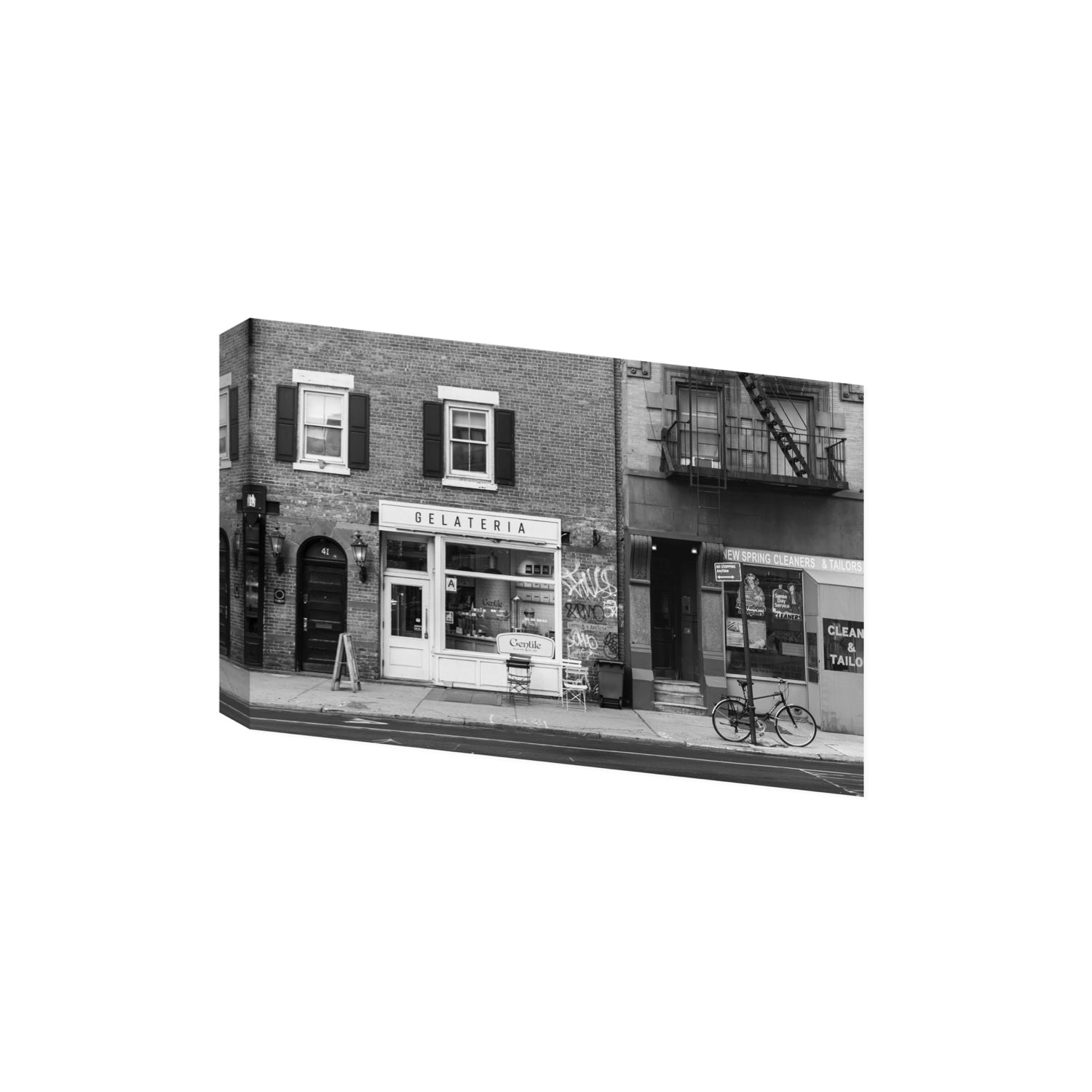 West Village Dolcezza New York NYC Black & White wall art Extra Large stretched canvas print