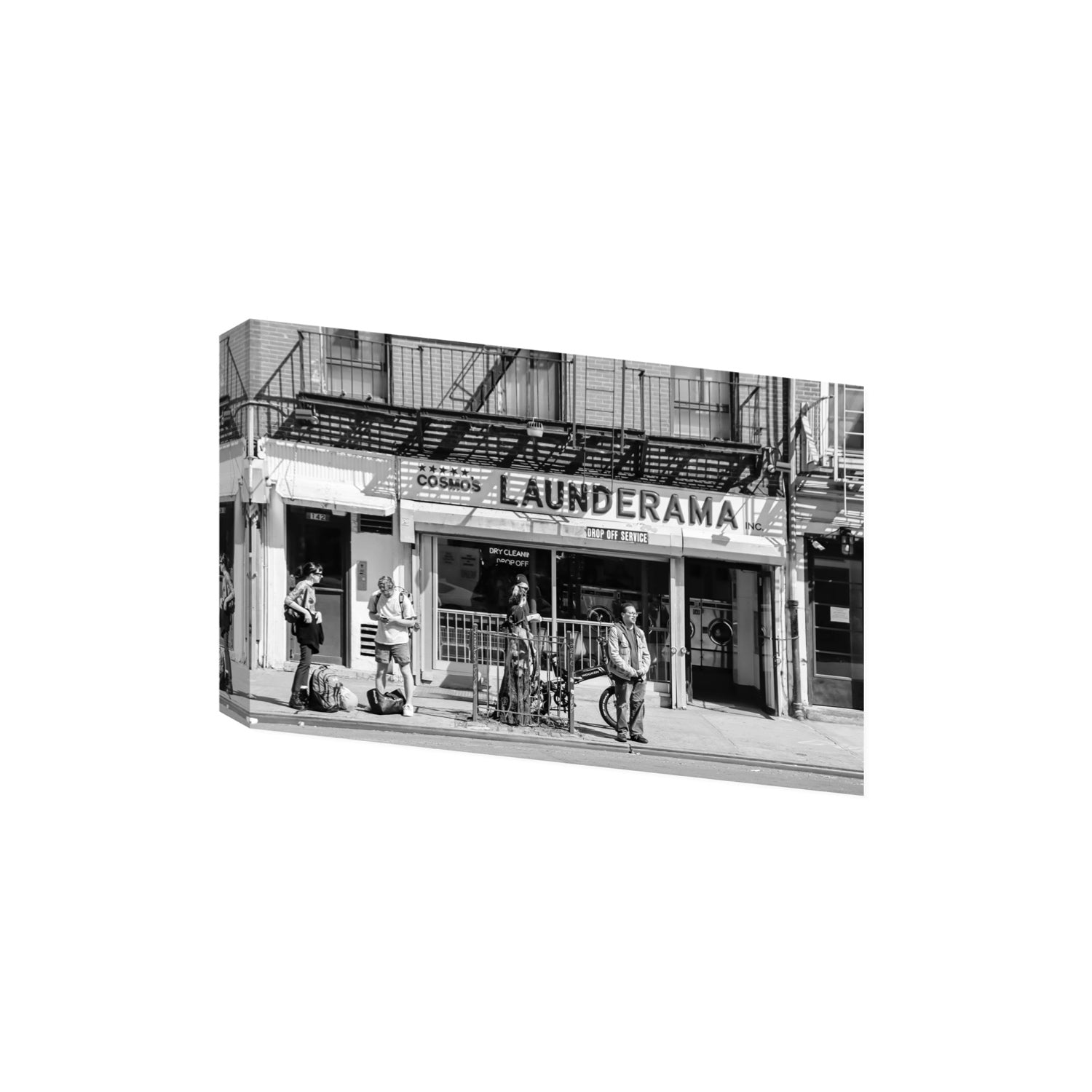 Launderama New York NYC Black & White wall art Extra Large stretched canvas print