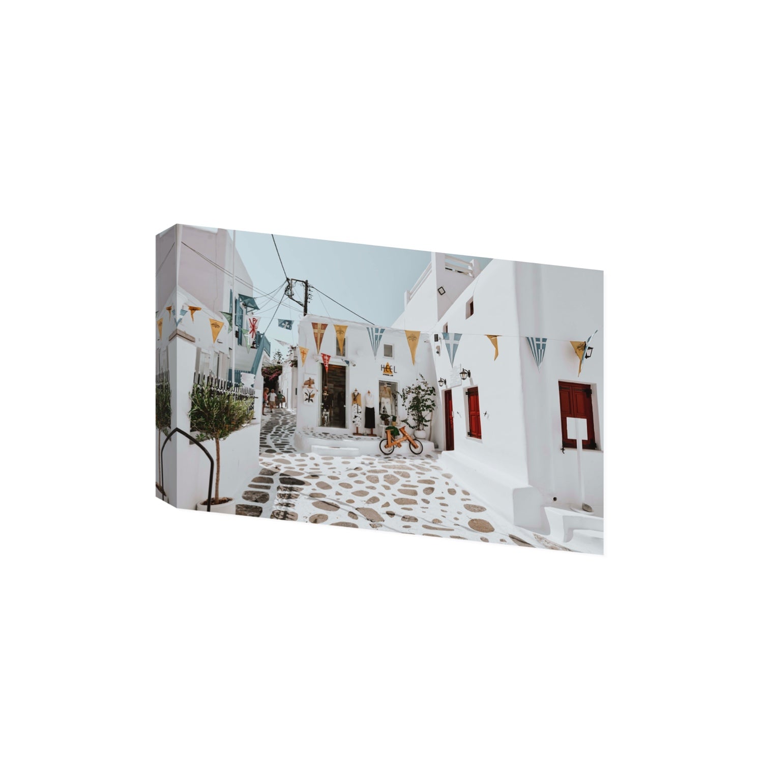 Cruising The Streets Mykonos Greek island wall art Extra Large stretched canvas print