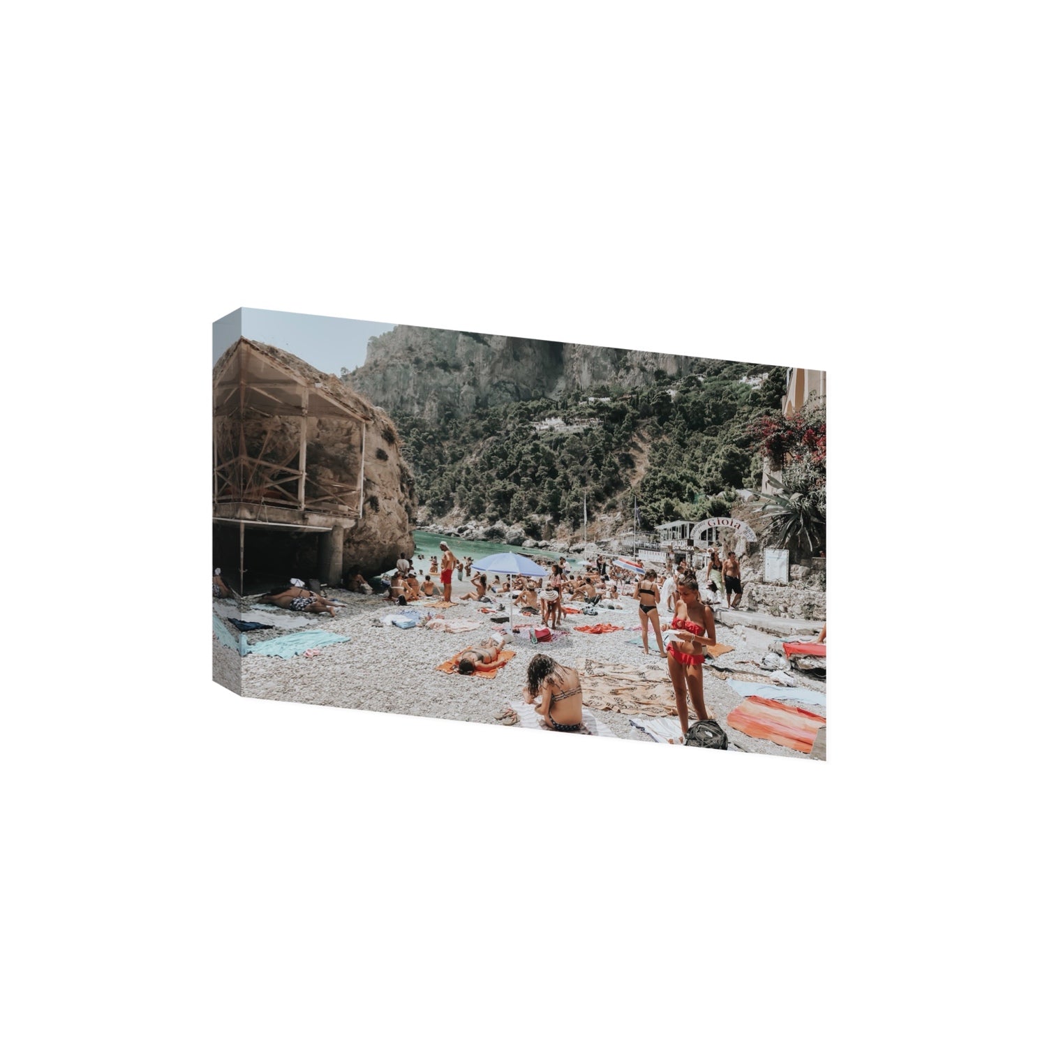 Spiaggia Da Gioia Capri beach coastal wall art Extra Large stretched canvas print