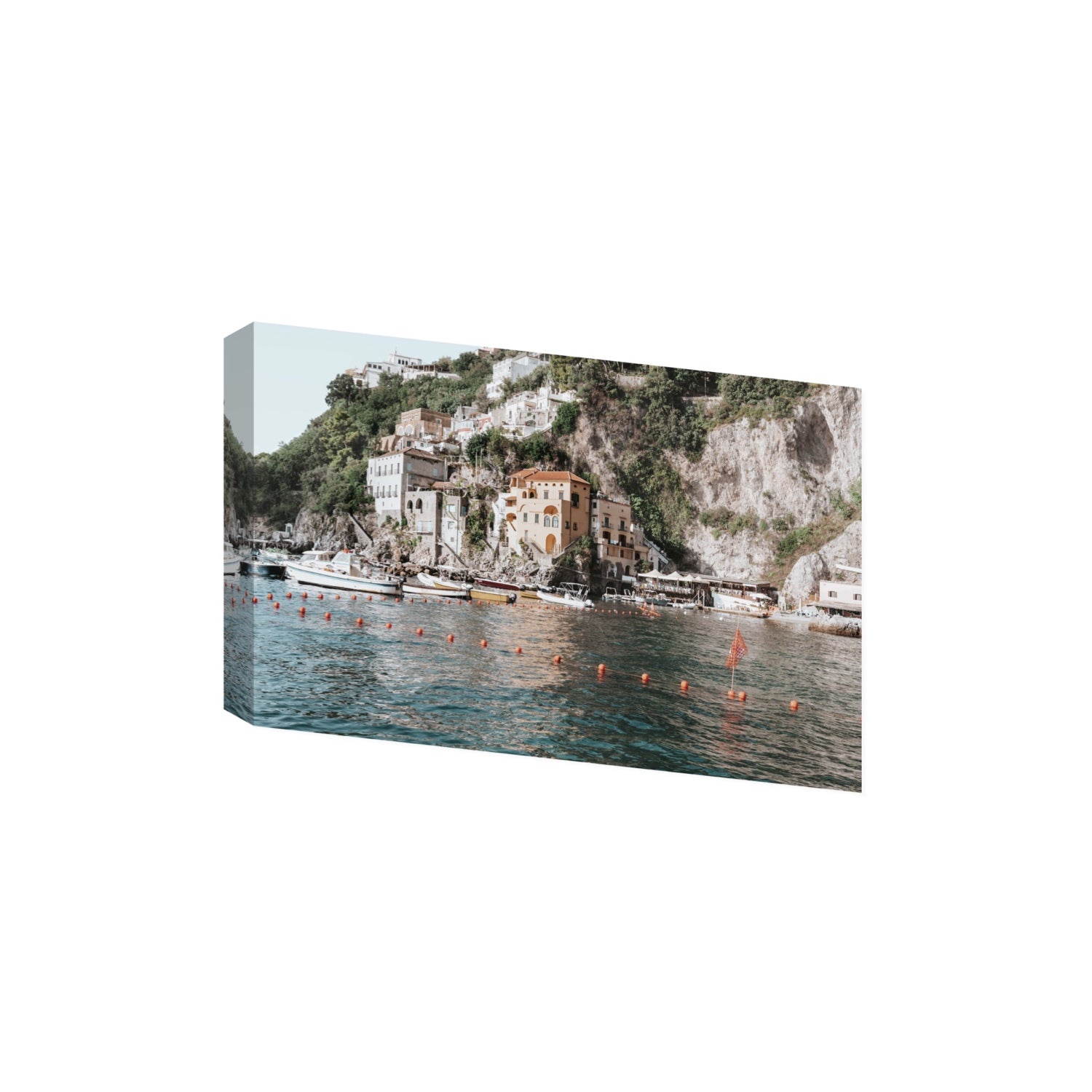 Amalfi Villas fine art print, Amalfi, Italy, coastal scenes artwork, Extra Large, Stretched Canvas