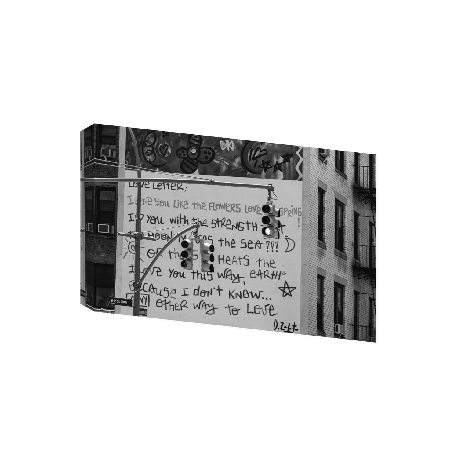 Love Letter New York NYC Black & White wall art Giant stretched canvas print