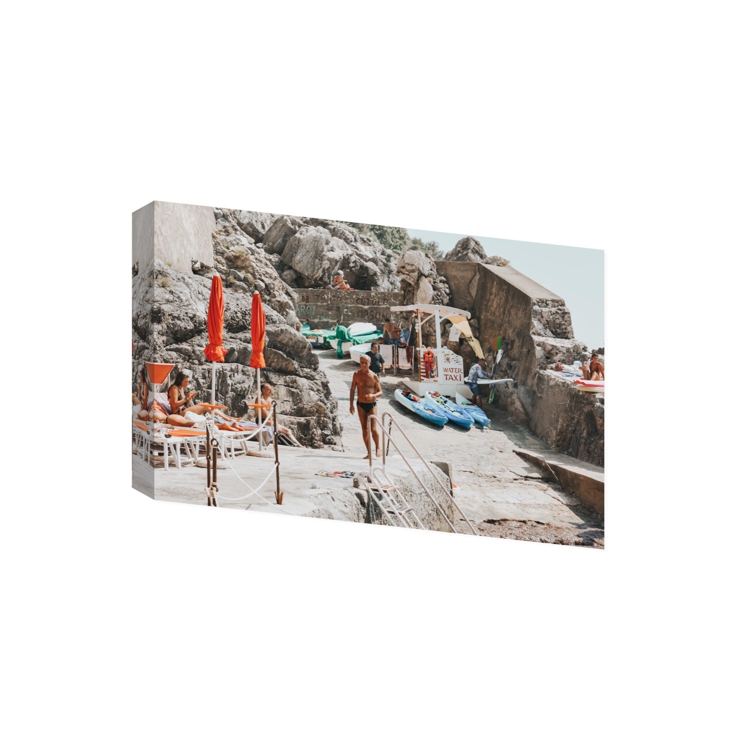 The Local Praiano Amalfi Coast Mediterranean wall art Giant stretched canvas print
