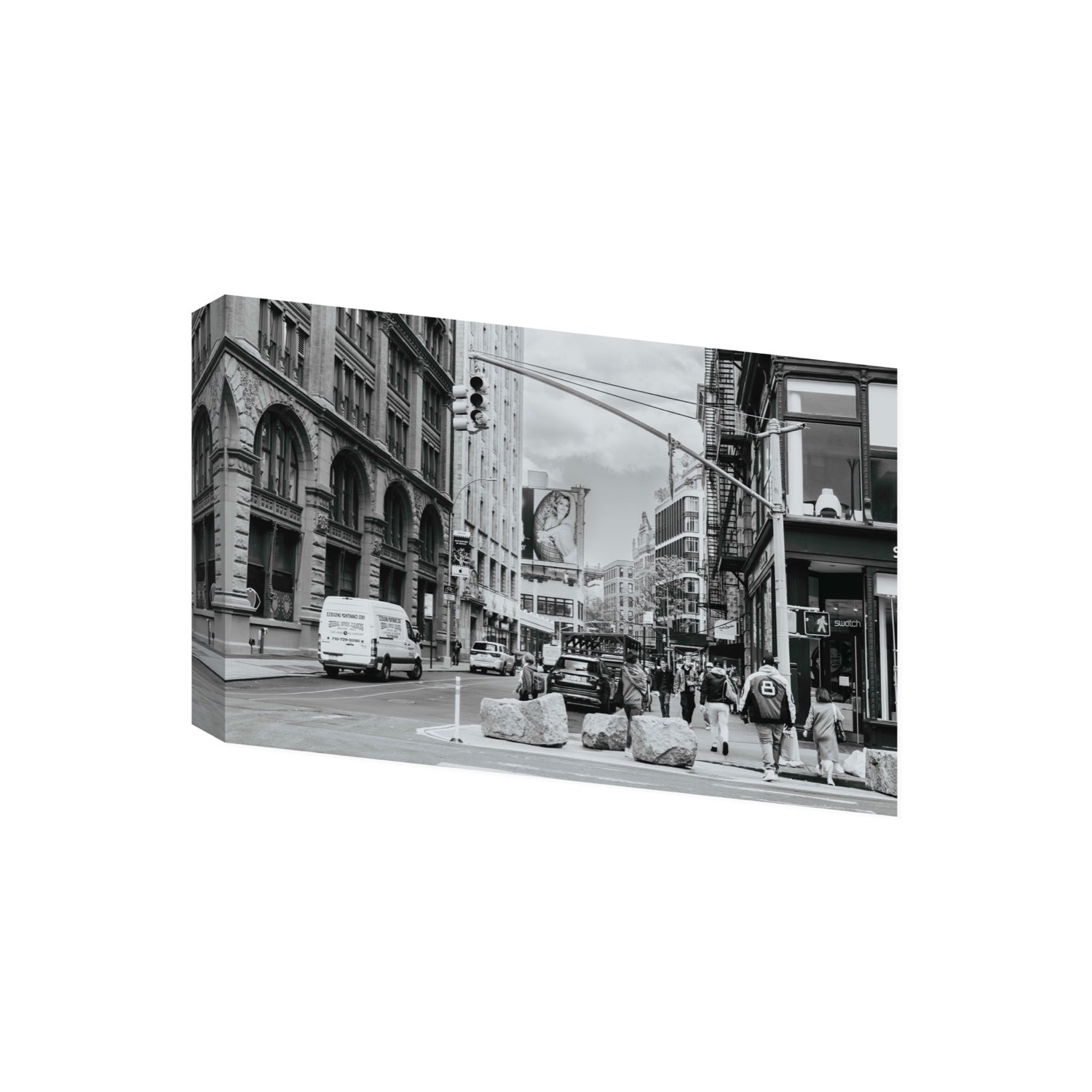 Inkwell Metropolis New York NYC Black & White wall art Giant stretched canvas print