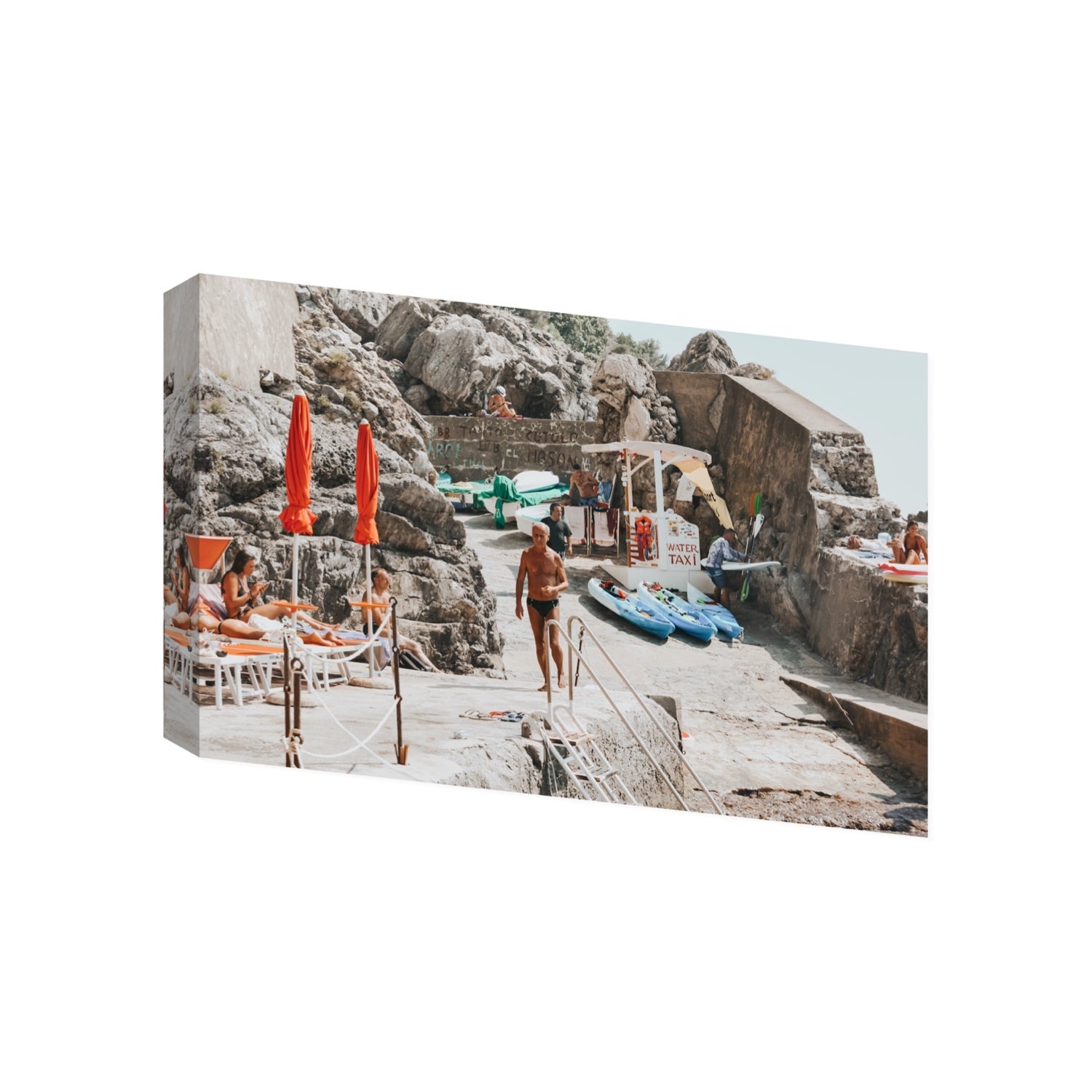 The Local Praiano Amalfi Coast Mediterranean wall art Gallery stretched canvas print