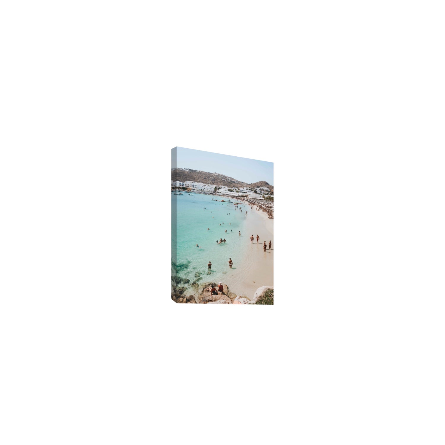 Breathe In The Salty Air Mykonos Greek island wall art Small stretched canvas print