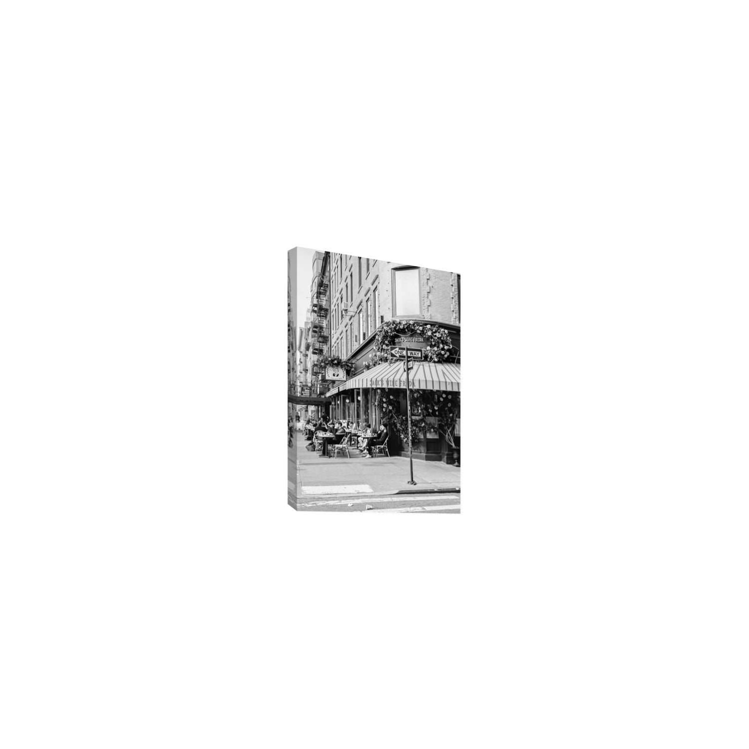 Freda's Feast New York NYC Black & White wall art Small stretched canvas print