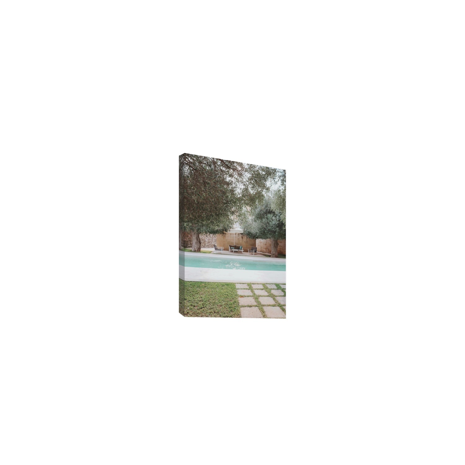 Idyllic Escape Puglia Mediterranean wall art Small stretched canvas print
