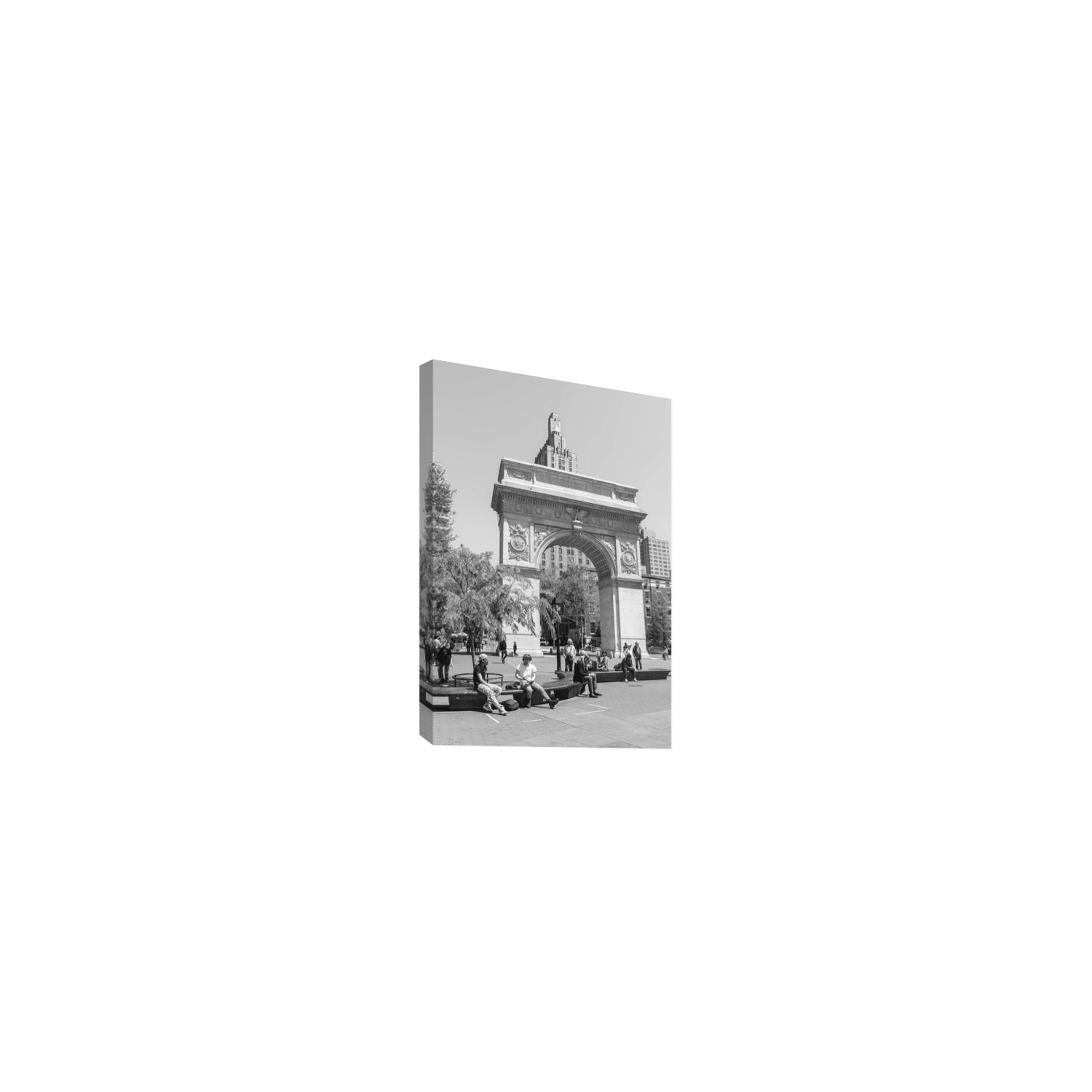 City Picnic New York NYC Black & White wall art Small stretched canvas print