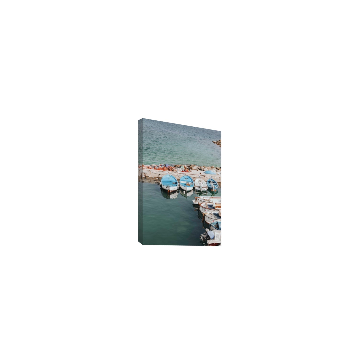 Maritime Memories Puglia Harbour Reflections coastal wall art Small stretched canvas print