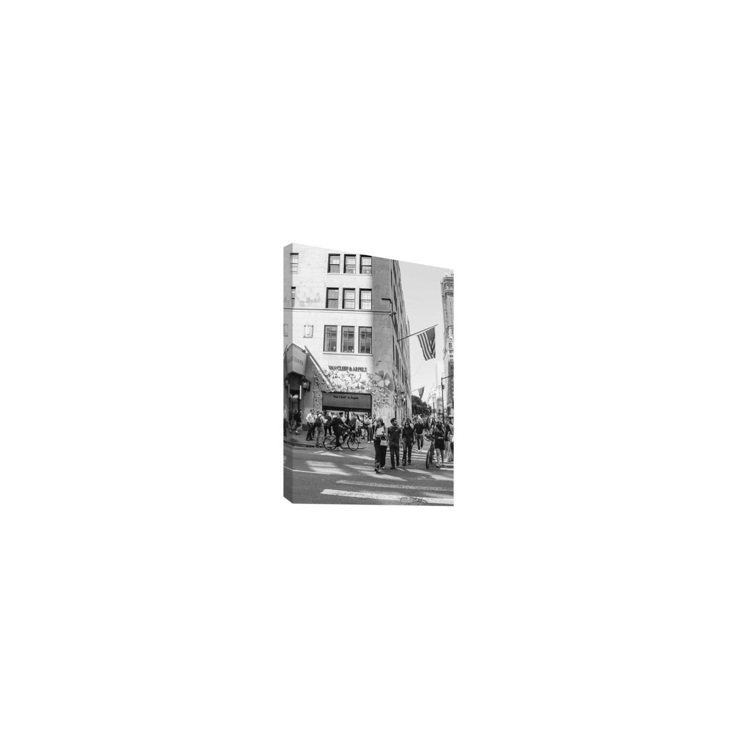 Sidewalk Shuffle New York NYC Black & White wall art Small stretched canvas print
