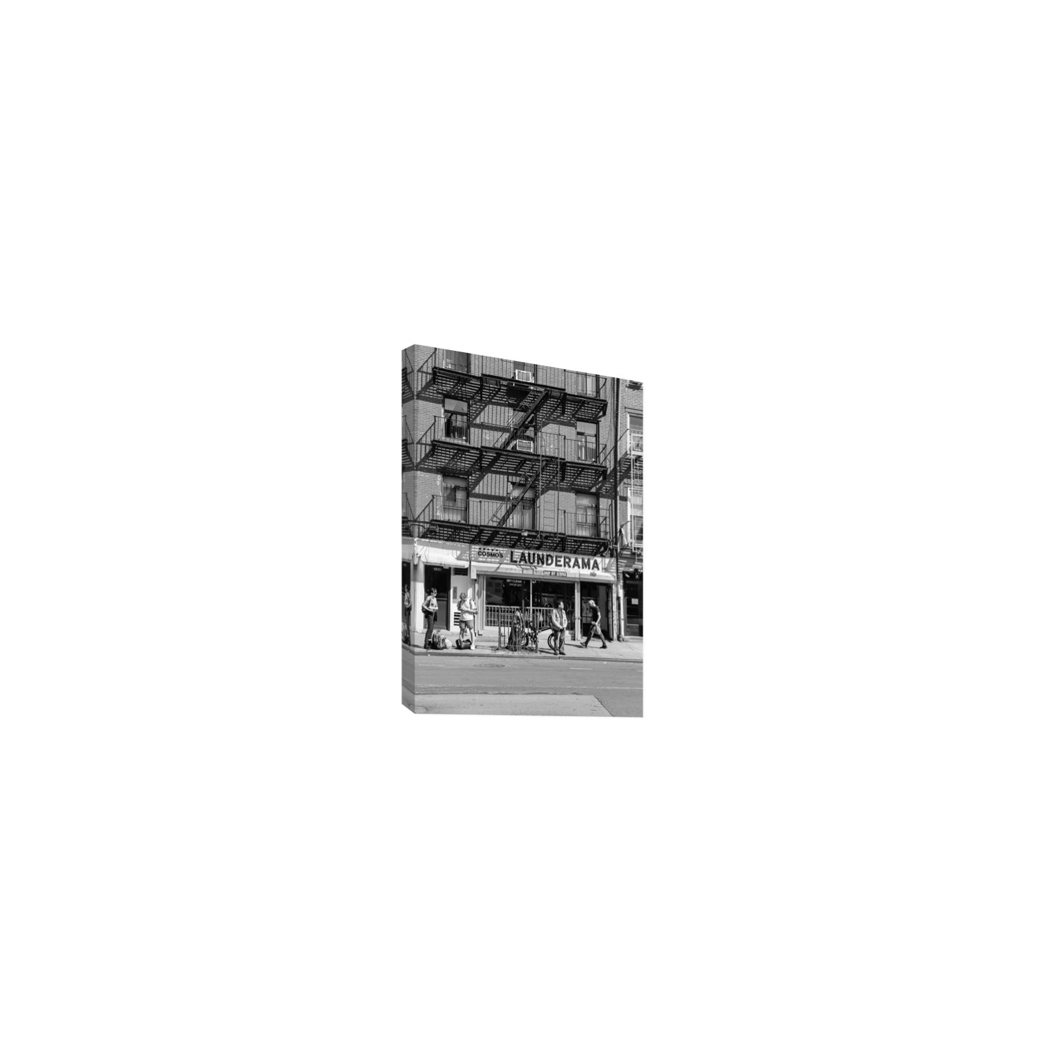 Bus Stop New York NYC Black & White wall art Small stretched canvas print