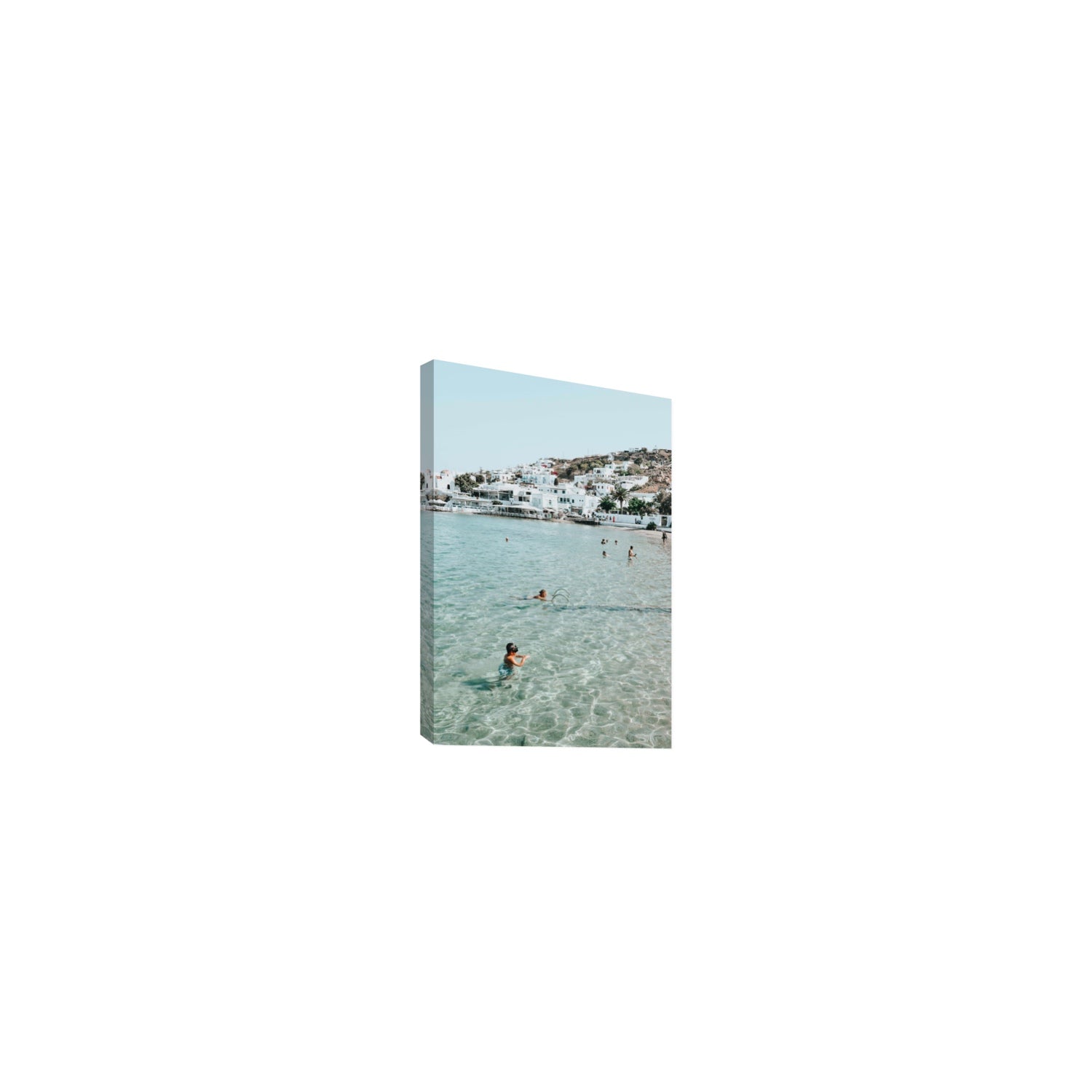 Beside The Seaside Mykonos beach Greek island wall art Small stretched canvas print