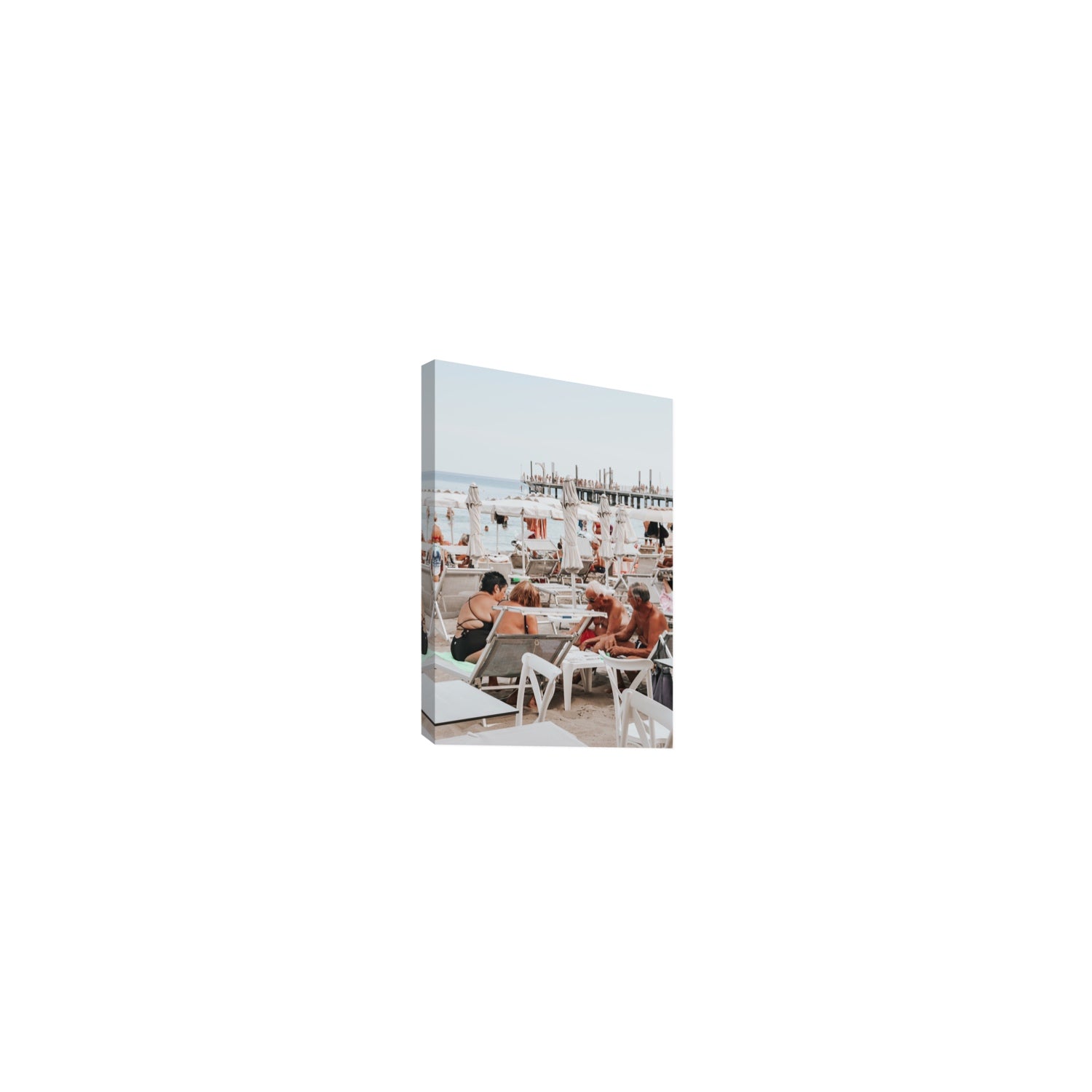Salted Shuffle fine art print, Alassio, Italy, people and locals artwork, Small, Stretched Canvas