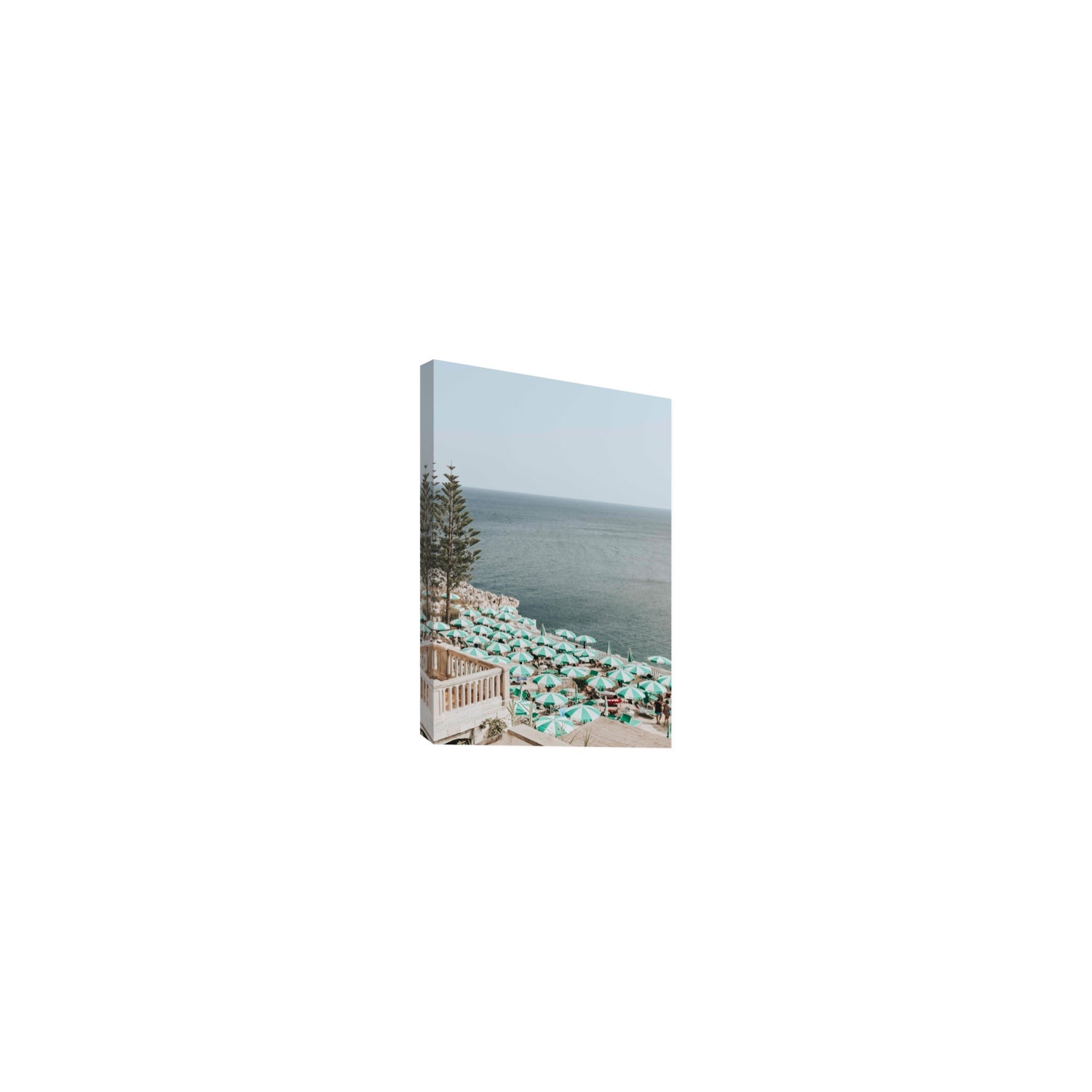 Sun-drenched Stripes Puglia beach coastal wall art Small stretched canvas print