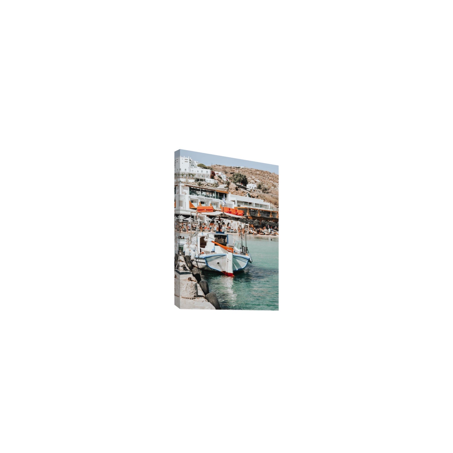 Travel In Style Mykonos Greek island wall art Small stretched canvas print
