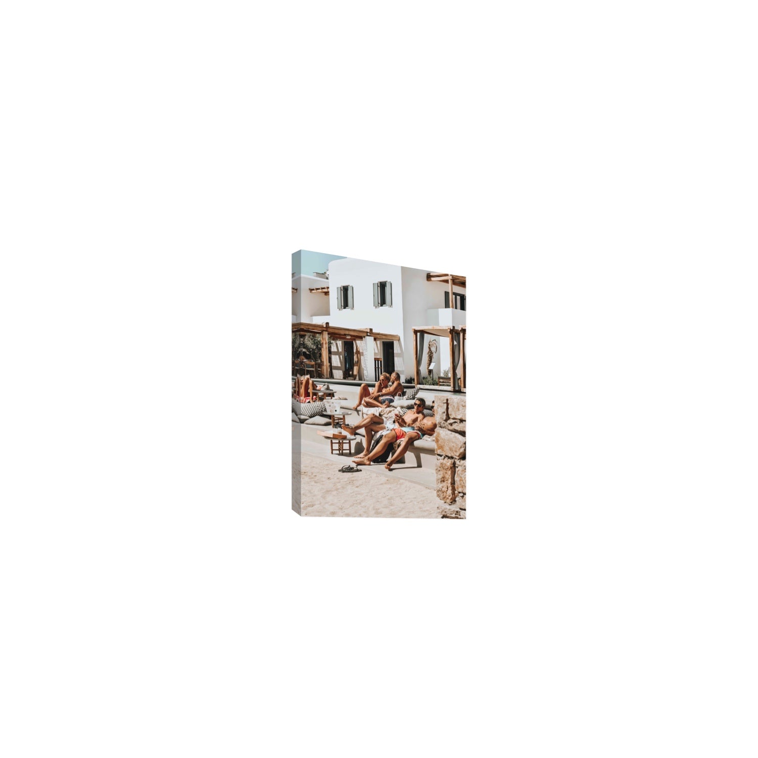 Style That Sizzles Mykonos Greek island wall art Small stretched canvas print