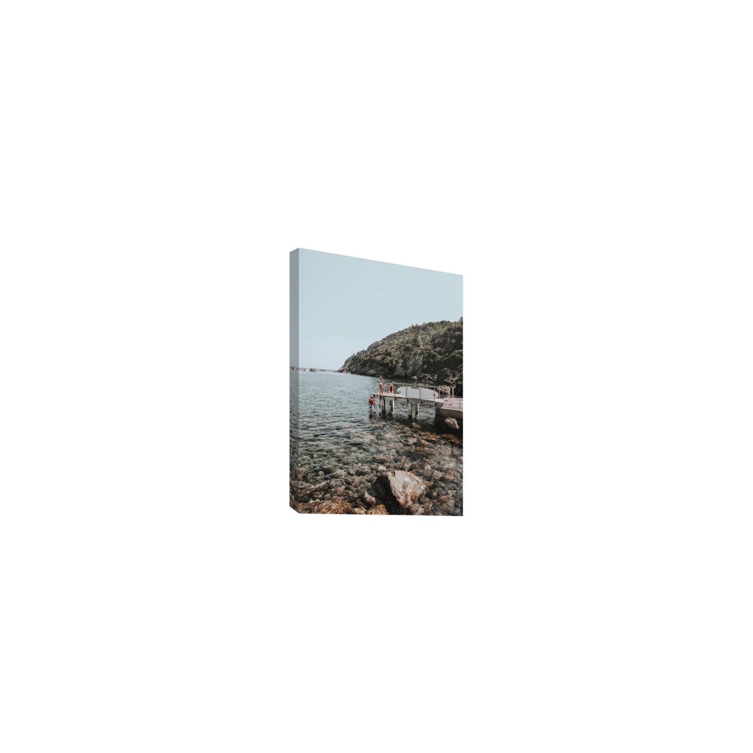 Tidal Explorers Tuscany coastal Italian wall art Small stretched canvas print