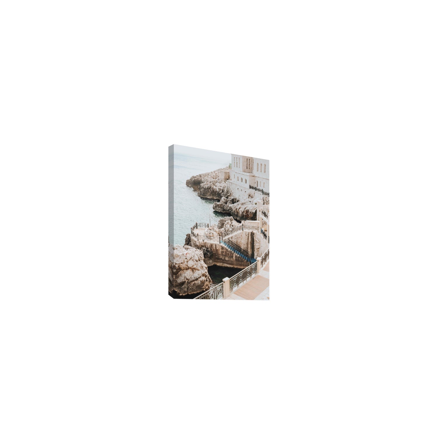 Wellness Centre Puglia coastal wall art Small stretched canvas print