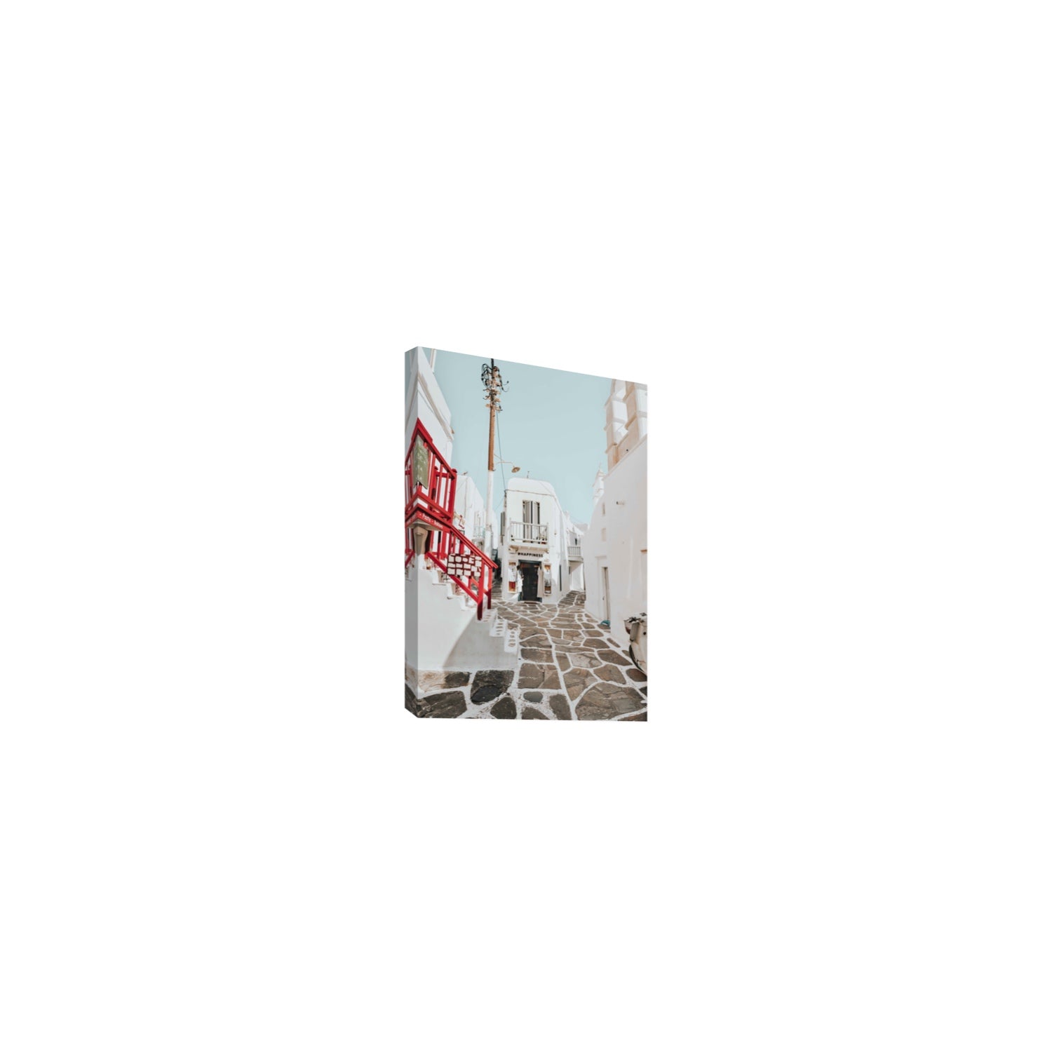 Happiness Mykonos Greek island wall art Small stretched canvas print