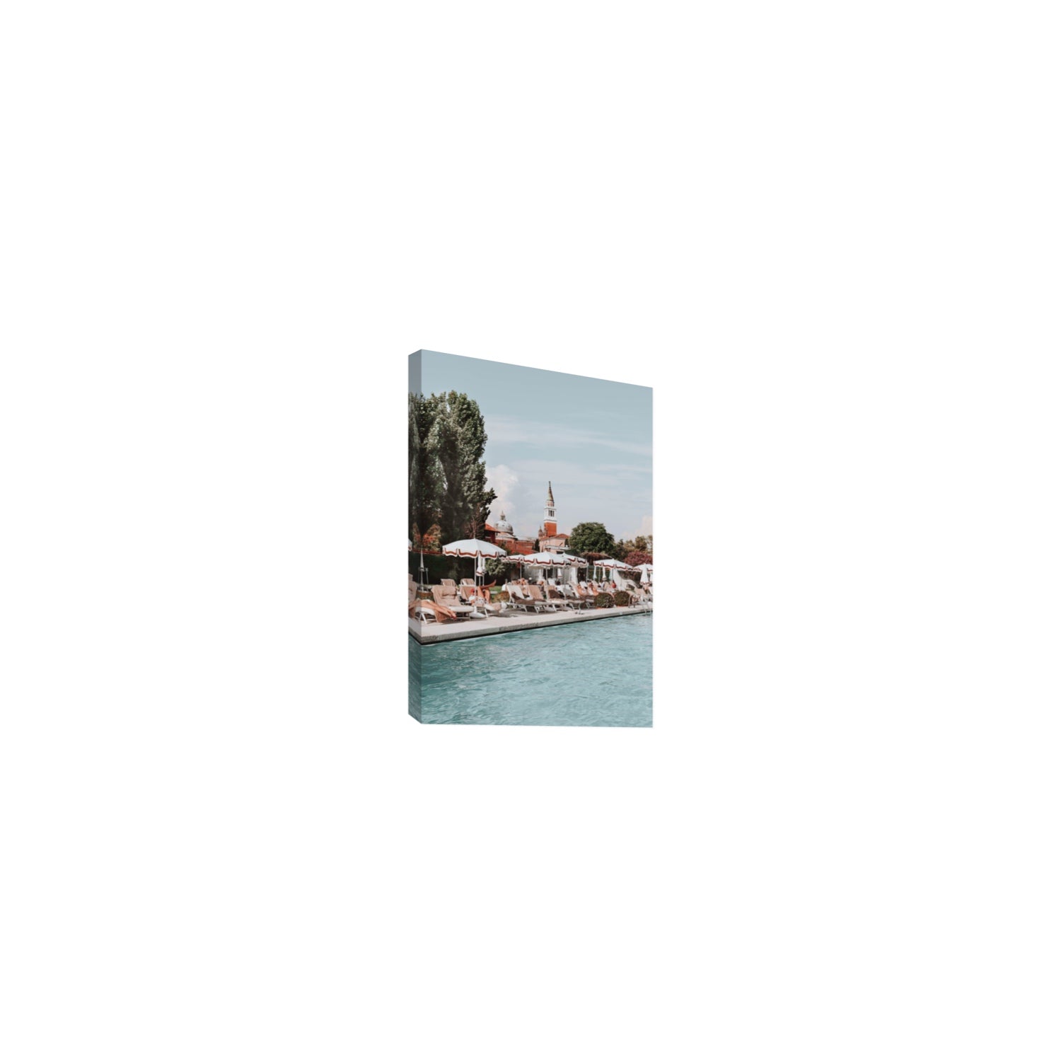 Poolside Perch Venice Italian wall art Small stretched canvas print