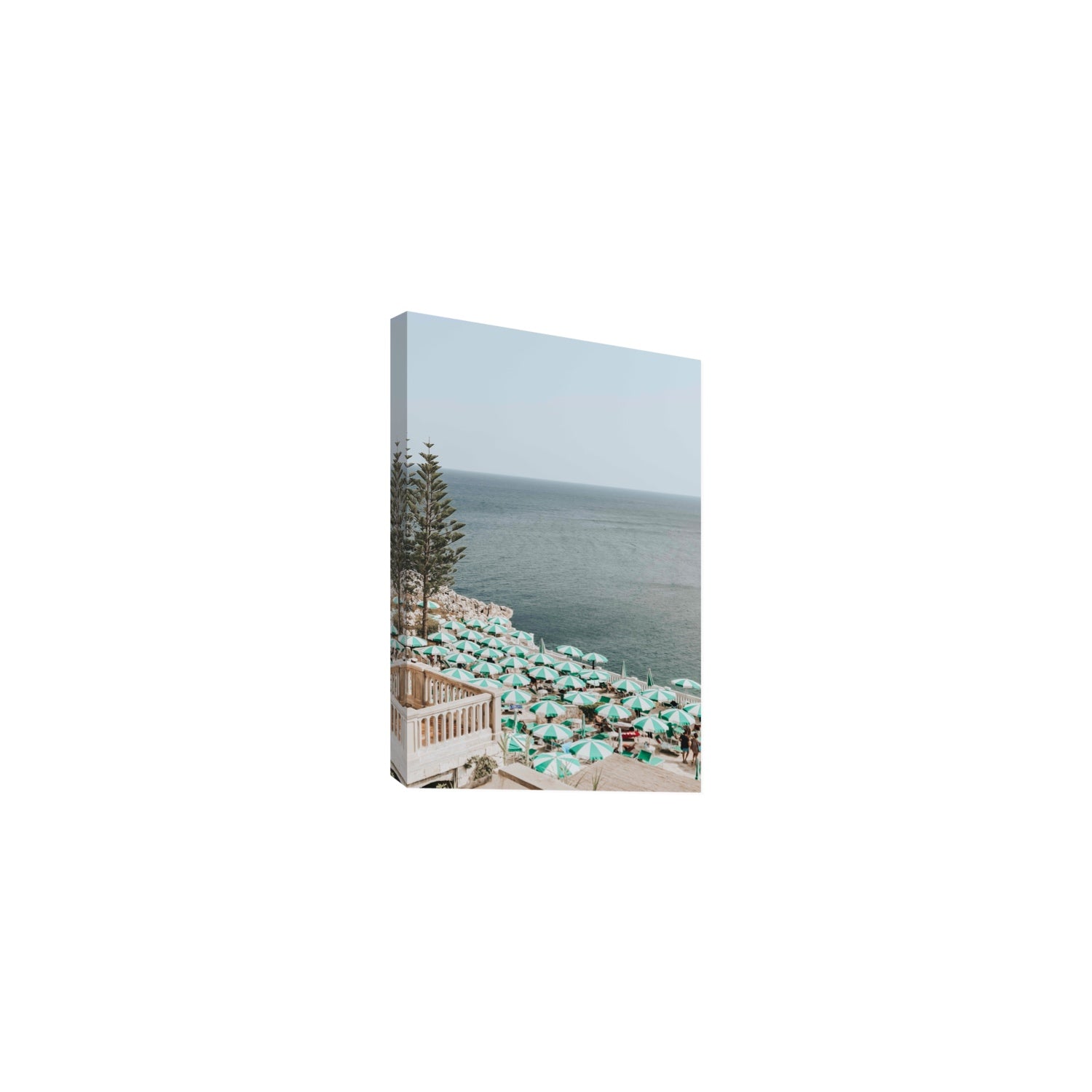 Sun-drenched Stripes Puglia beach coastal wall art Medium stretched canvas print